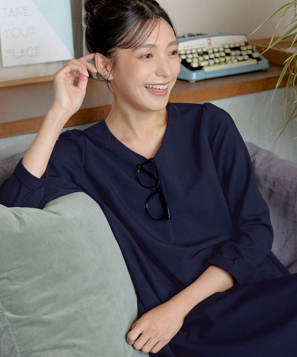 Tiaclasse 【洗える】バックギャザーハートネックAラインワンピース 