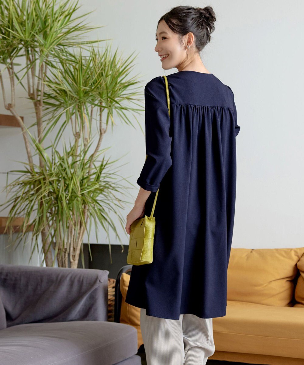 Tiaclasse 【洗える】バックギャザーハートネックAラインワンピース 