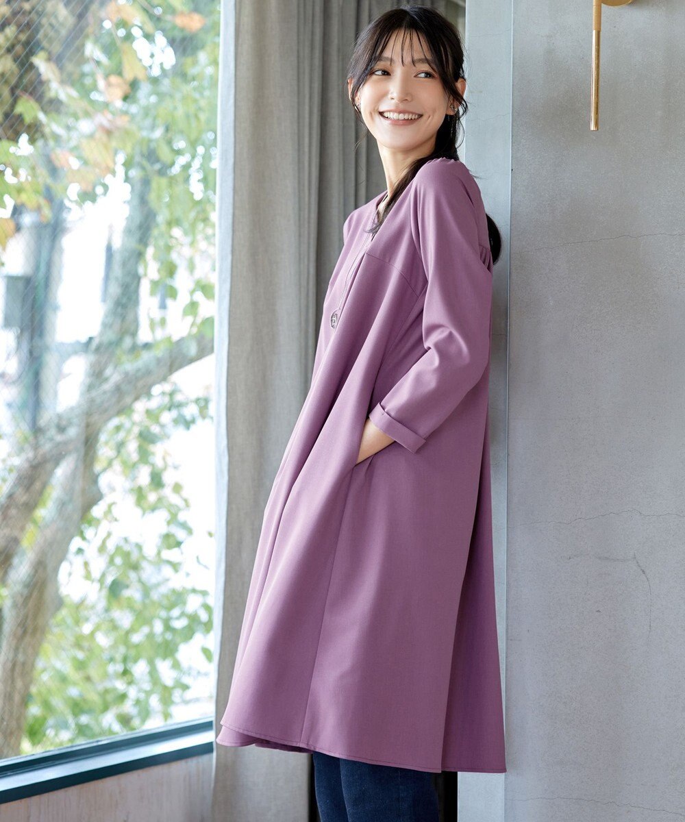 Tiaclasse 【洗える】バックギャザーハートネックAラインワンピース 