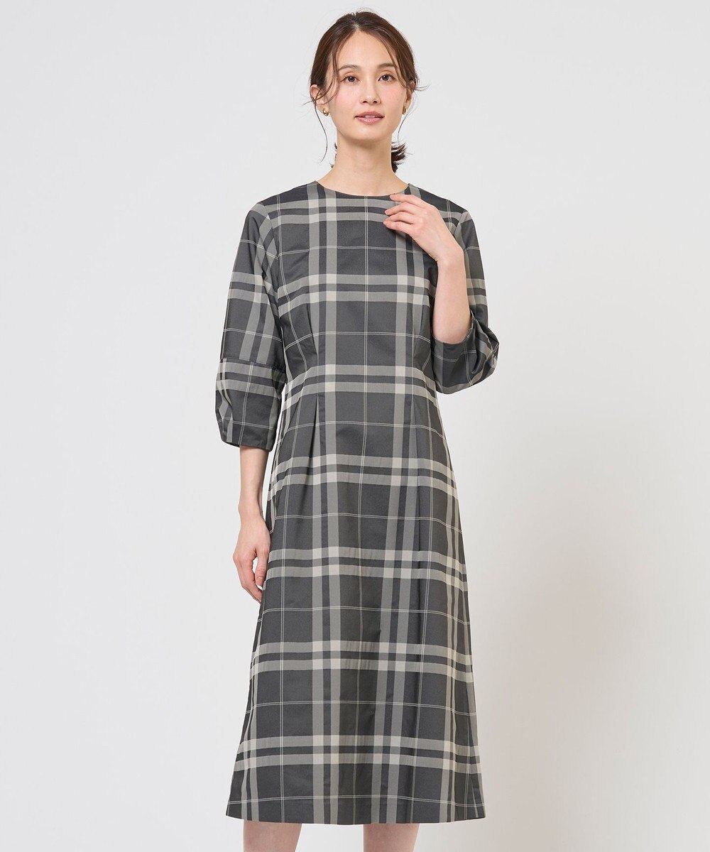 J.PRESS LADIES L ブロックチェックジャガード ワンピース 