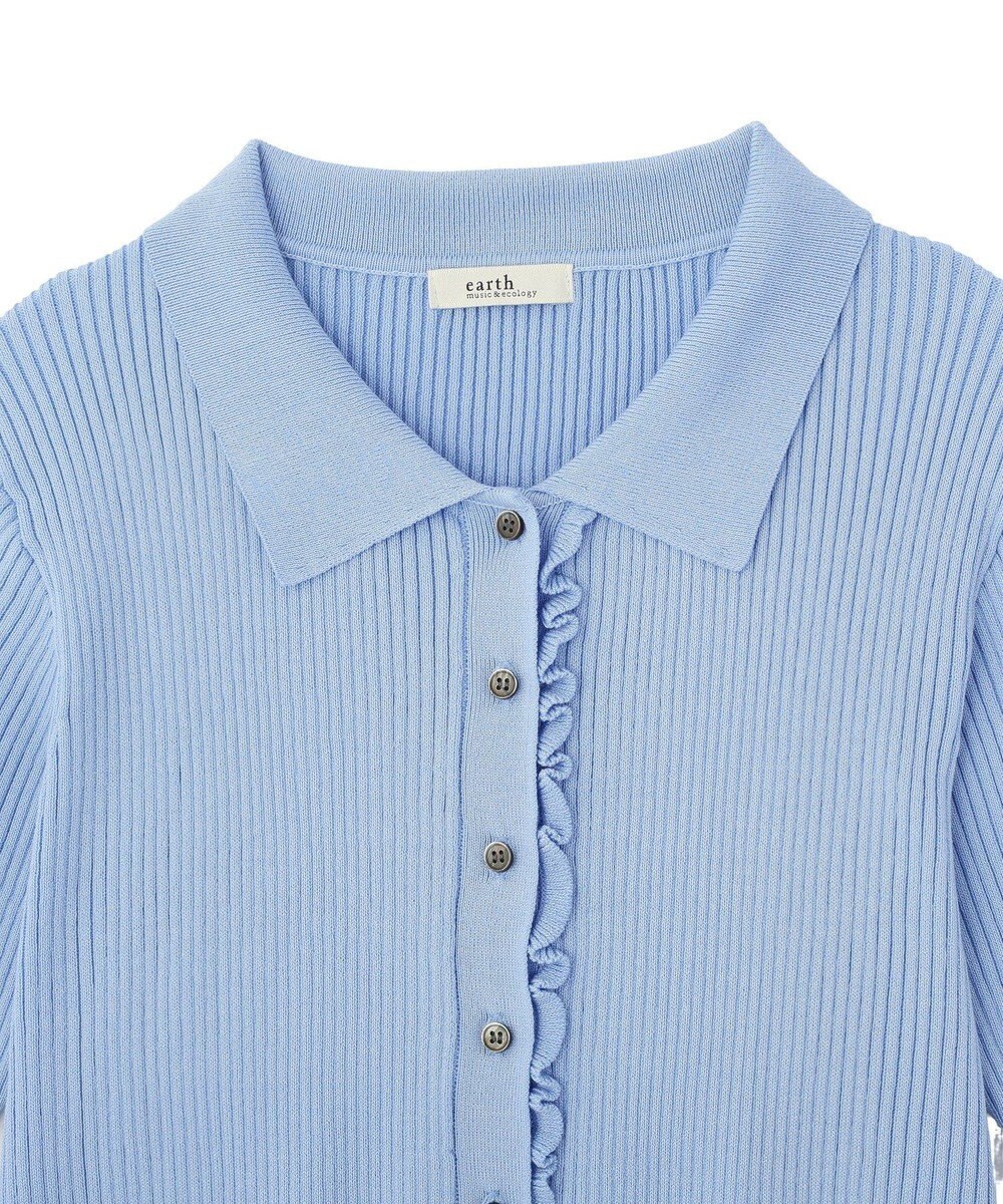 earth music&ecology ミニフリルポロカーディガン 