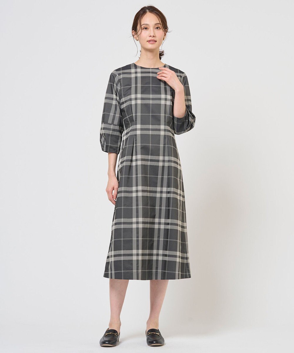 J.PRESS LADIES L ブロックチェックジャガード ワンピース 