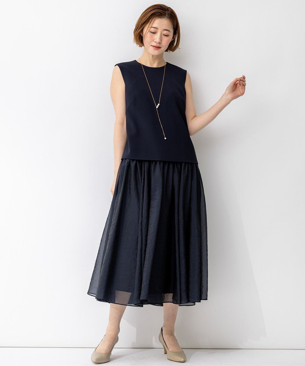 23区 【APPLAUDIR】クリアジョーゼットコンビ ドレス 