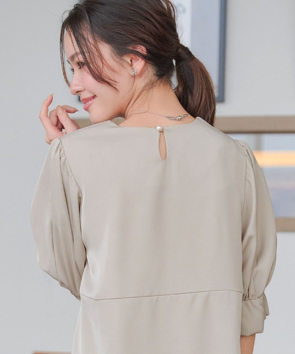 Tiaclasse 【洗える】パフスリーブ切替フレアチュニック 