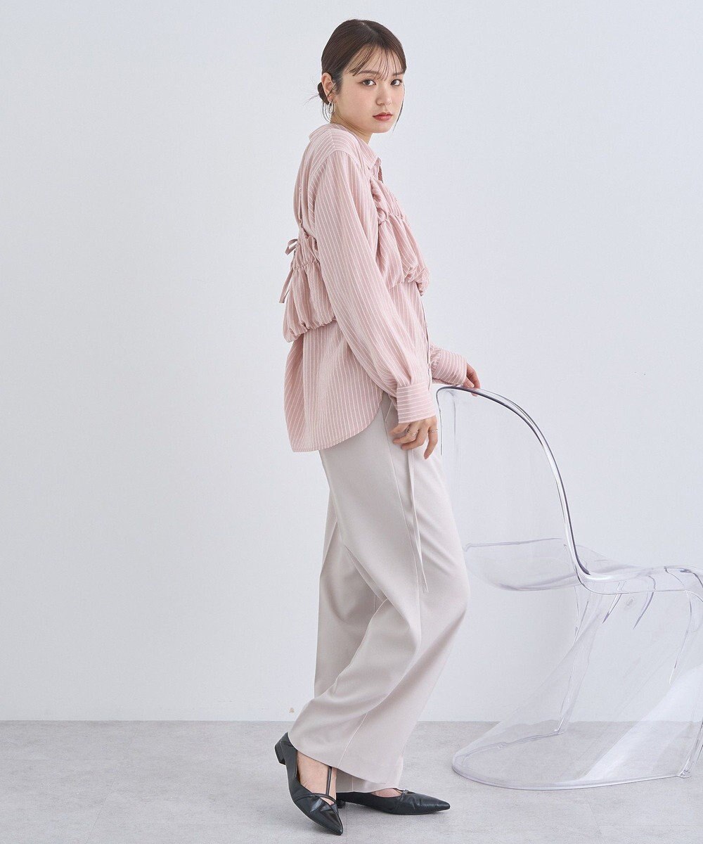 earth music&ecology ＳＥＴ２点起毛ストライプシャツ＋バルーンビスチェ 