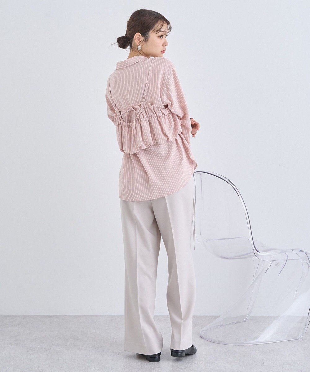 earth music&ecology ＳＥＴ２点起毛ストライプシャツ＋バルーンビスチェ 