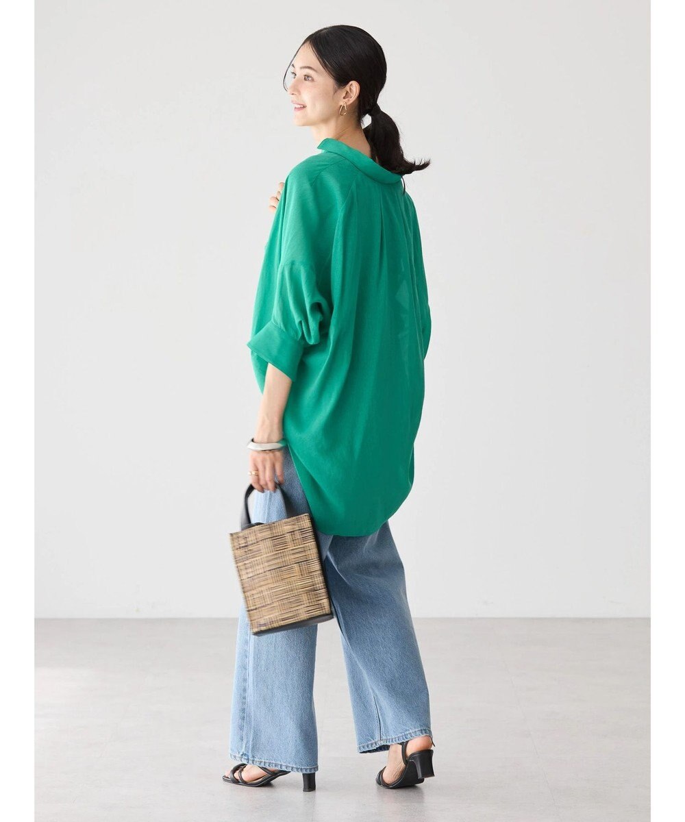 AMERICAN HOLIC 接触冷感５分袖変形ドルマンシアーシャツ 