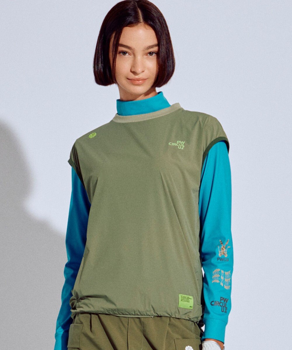 PW CIRCULUS 【撥水加工 / 小さくまとまる】【UNISEX】オーバーサイズ パッカブルベスト ゴルフウェア メンズ レディース 