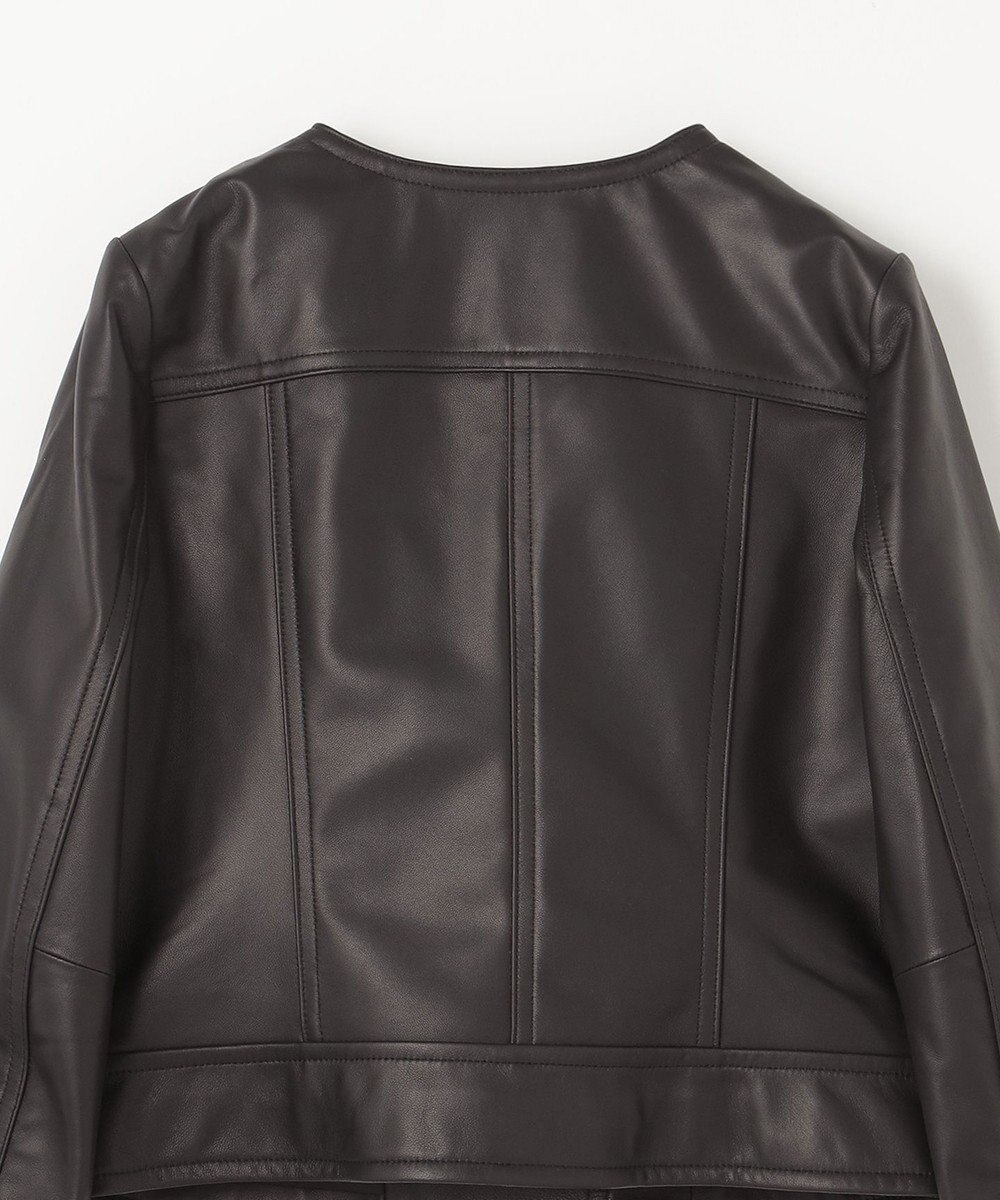 GRACE CONTINENTAL ノーカラーレザーライダースジャケット 