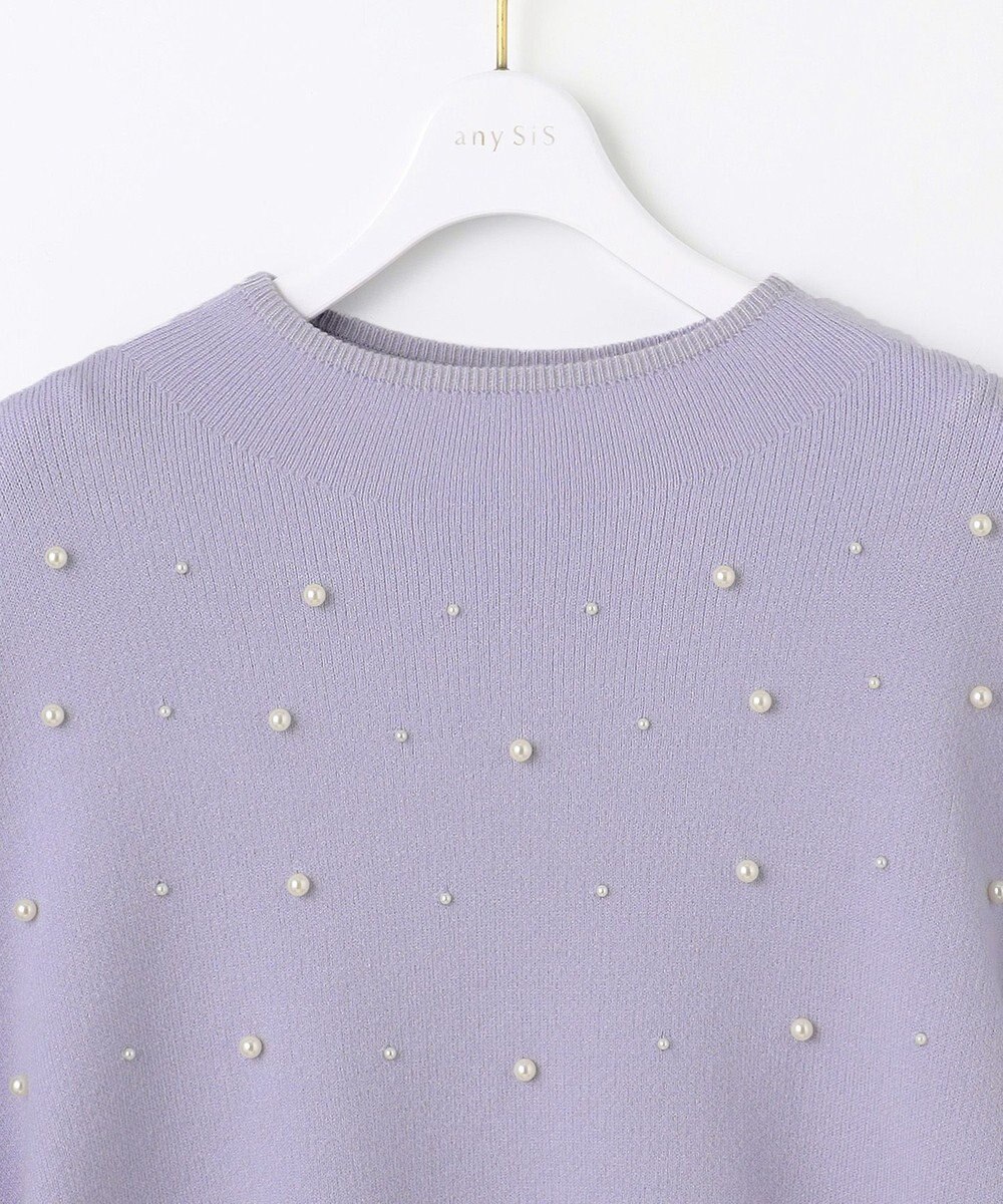 ANY SIS 【洗える】パール調ディテール ニット 