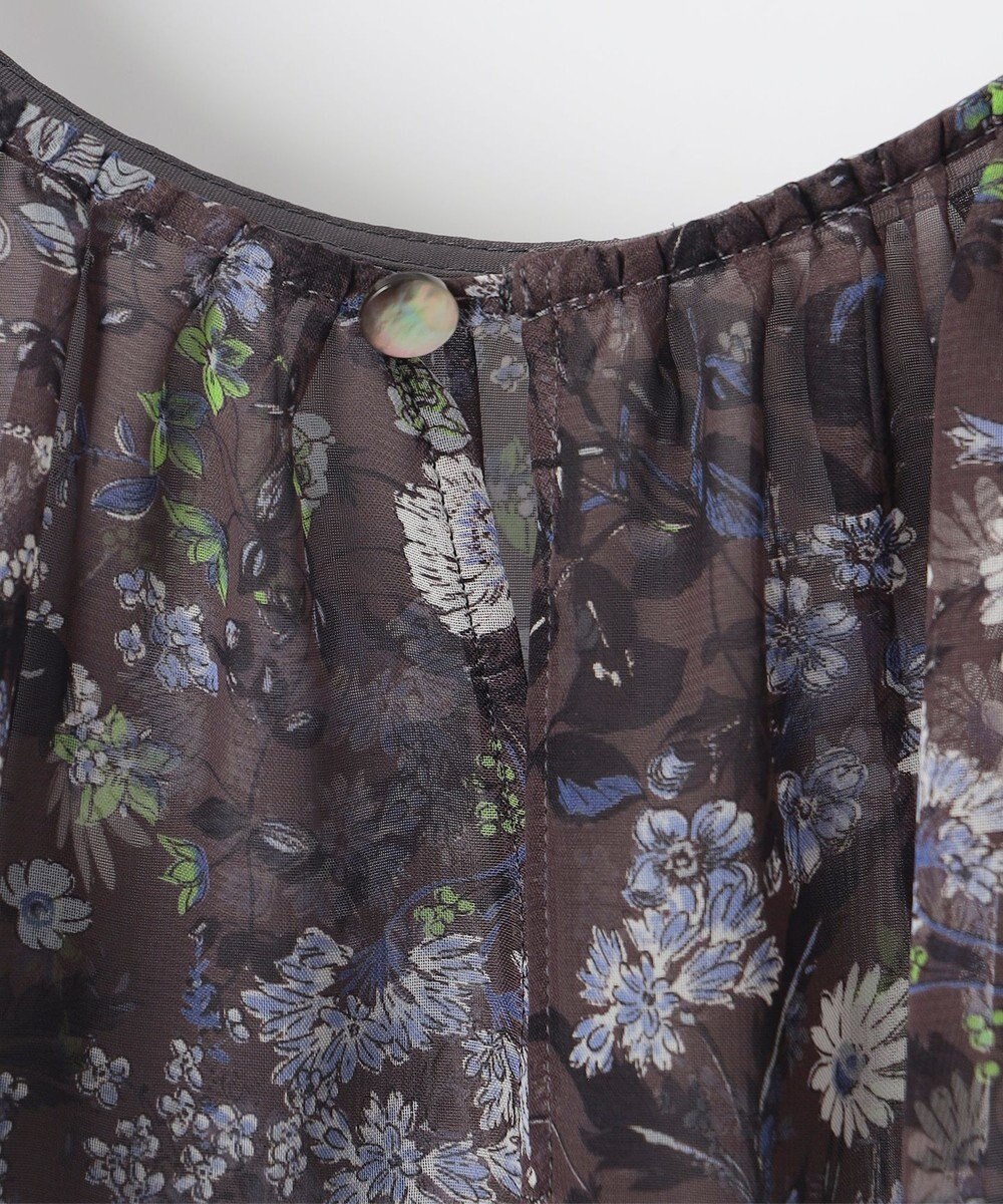 自由区 【セットアップ対応・洗える】ボタニカルフラワープリント ブラウス 