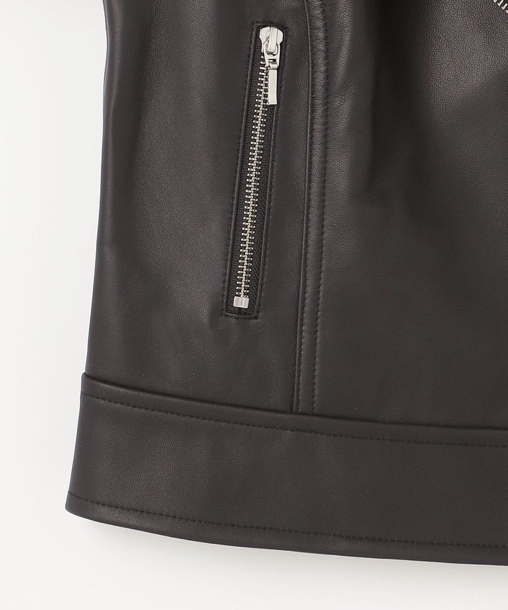 GRACE CONTINENTAL ノーカラーレザーライダースジャケット 