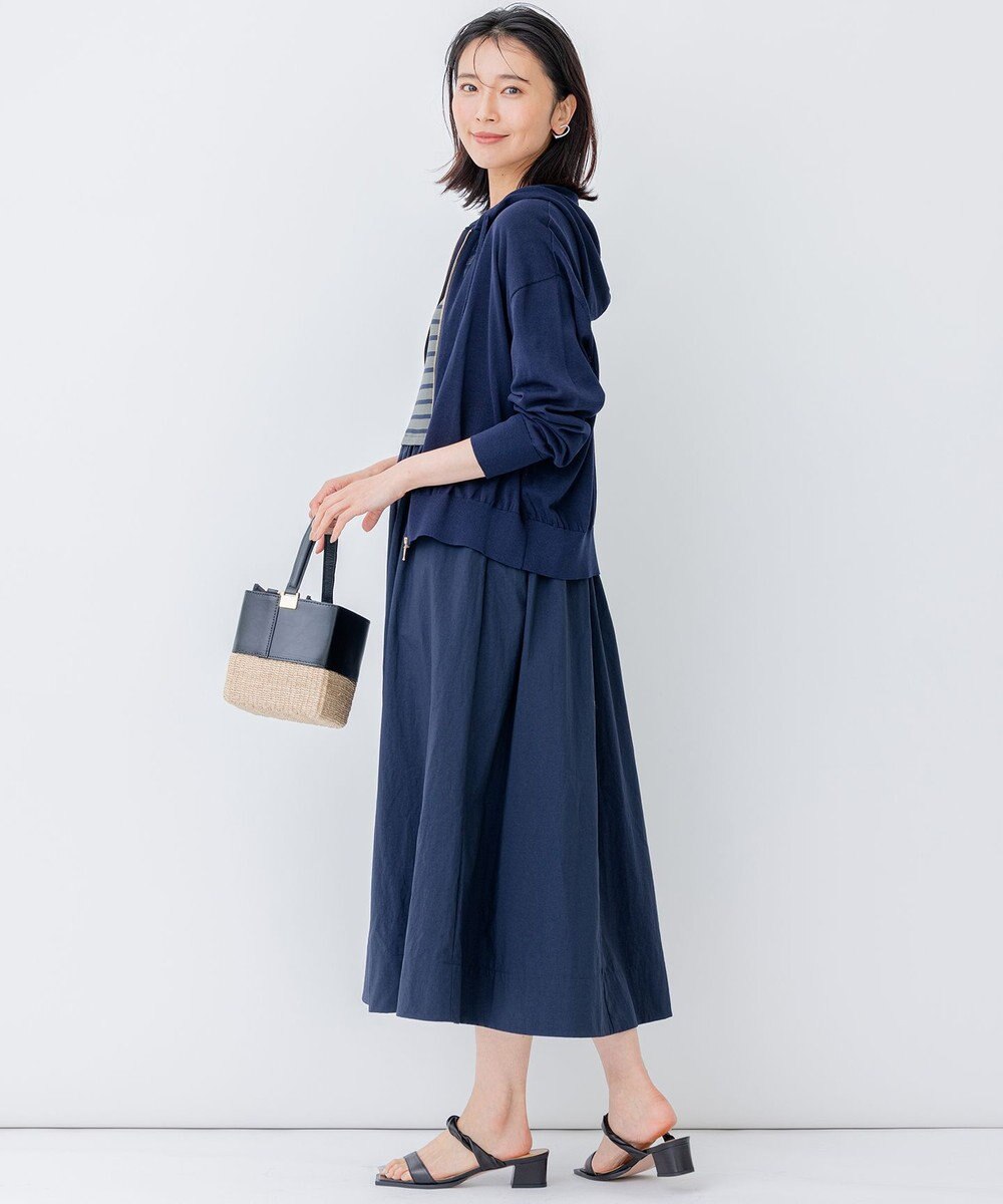 23区 【洗える】シアーコットンナイロン ニットパーカー 