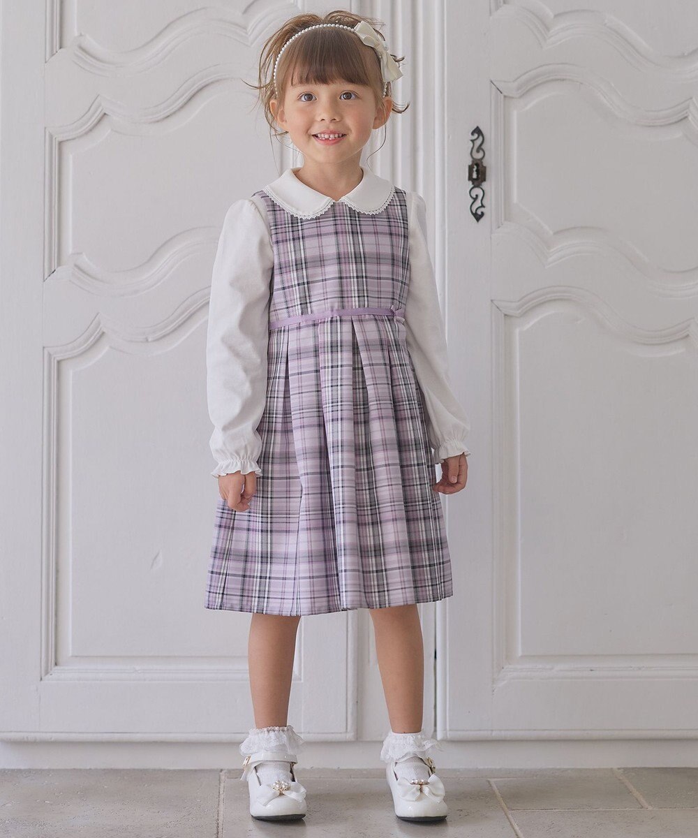 ANY KIDS チェック ジャンパースカート 