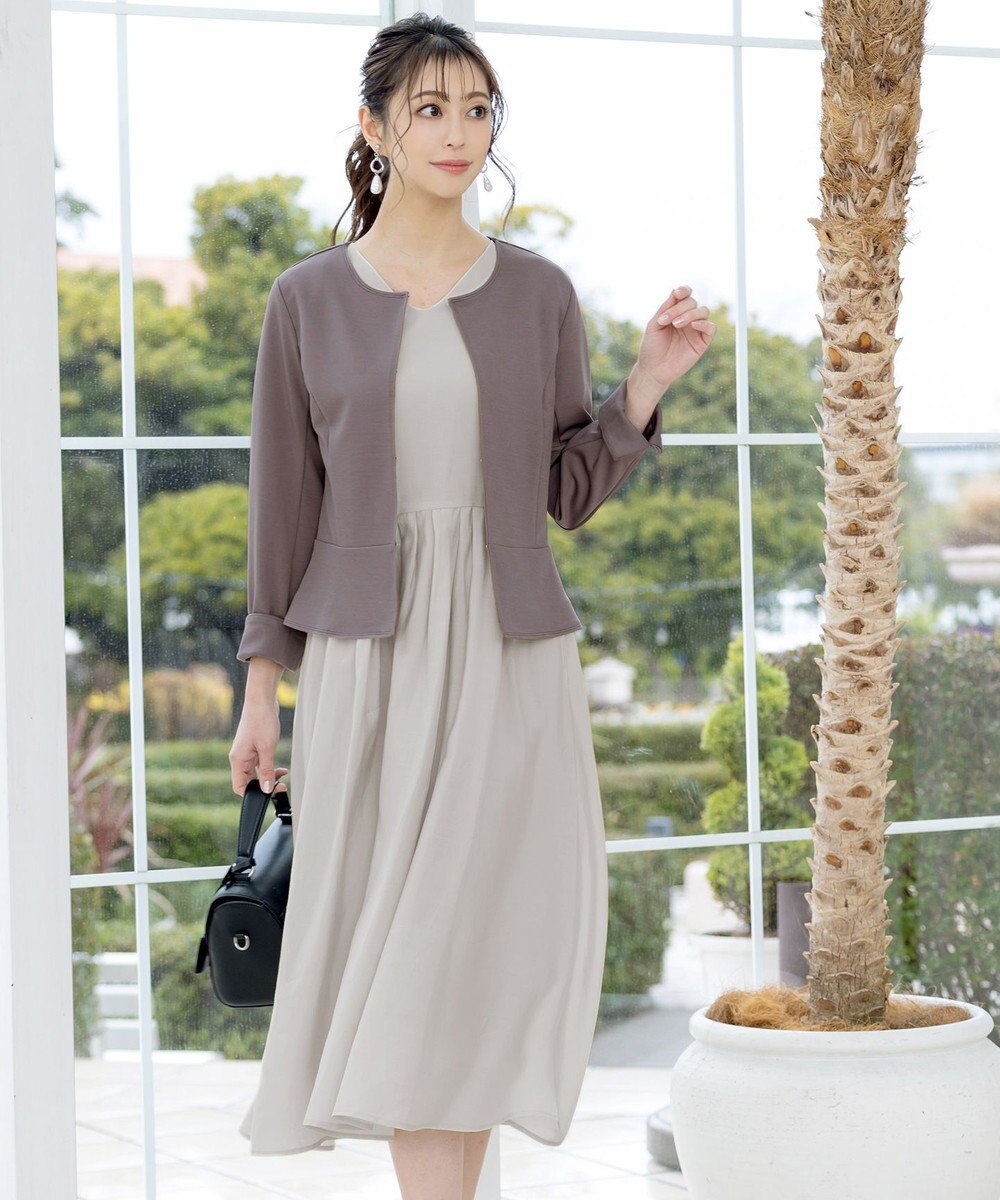 Tiaclasse 【洗える】大人上品なシアータックワンピース 