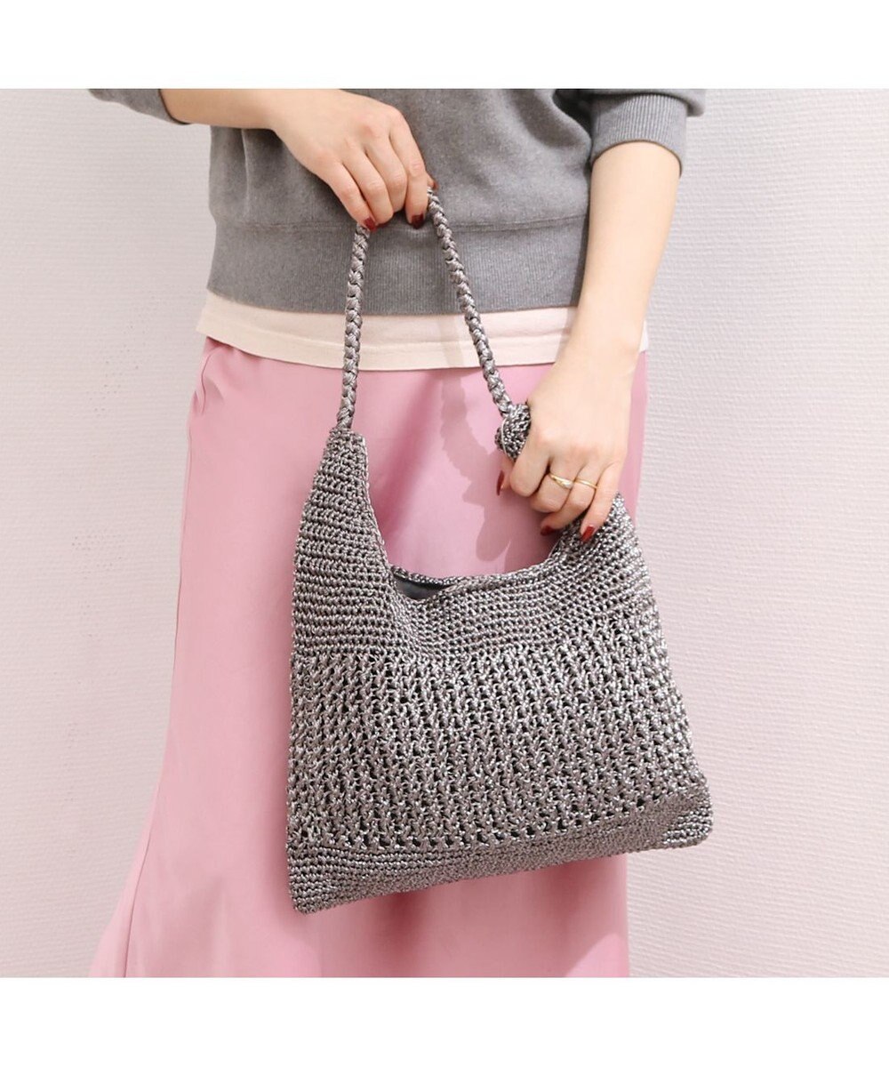 UNBILLION カシュカシュ cachecache / メタリックコード柄編みワンハンドルトート 