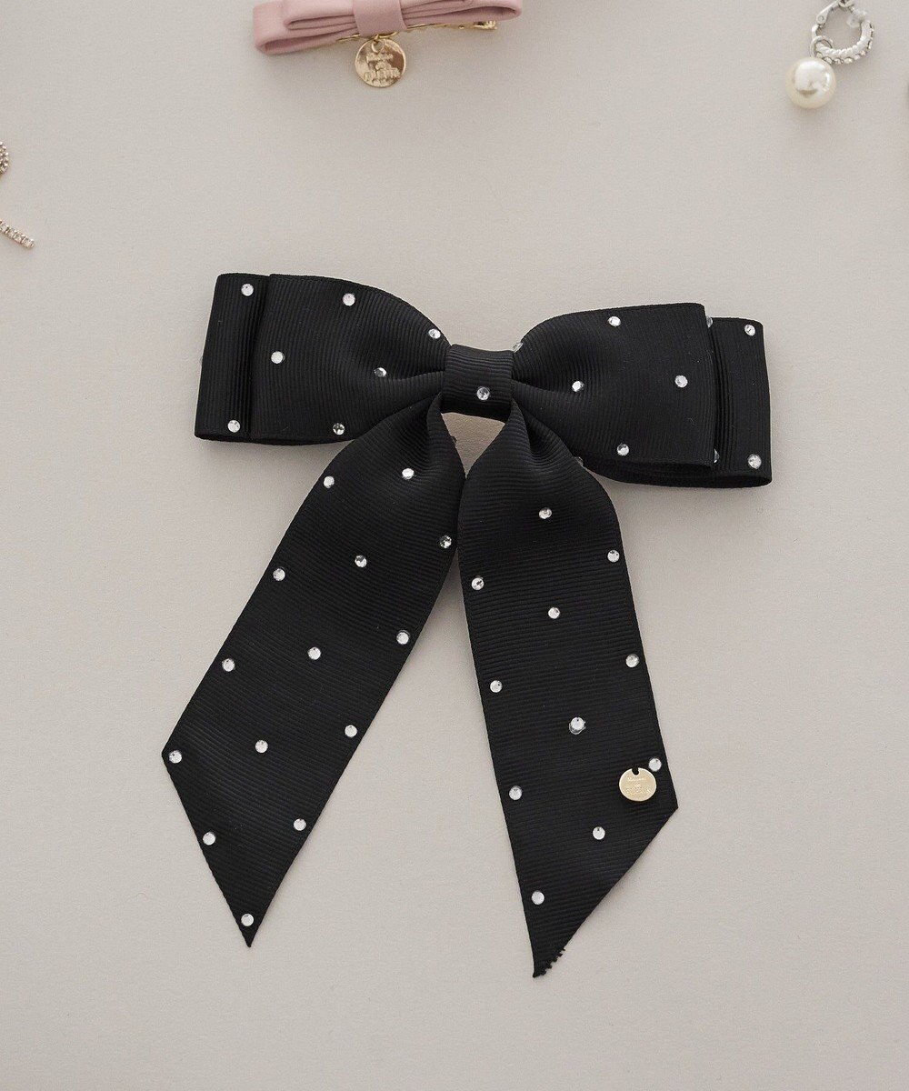 Maison de FLEUR ビジューグログランリボンバレッタ 