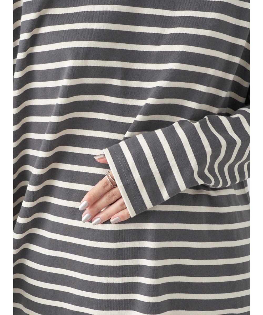 earth music&ecology バック釦ボーダーチュニック 