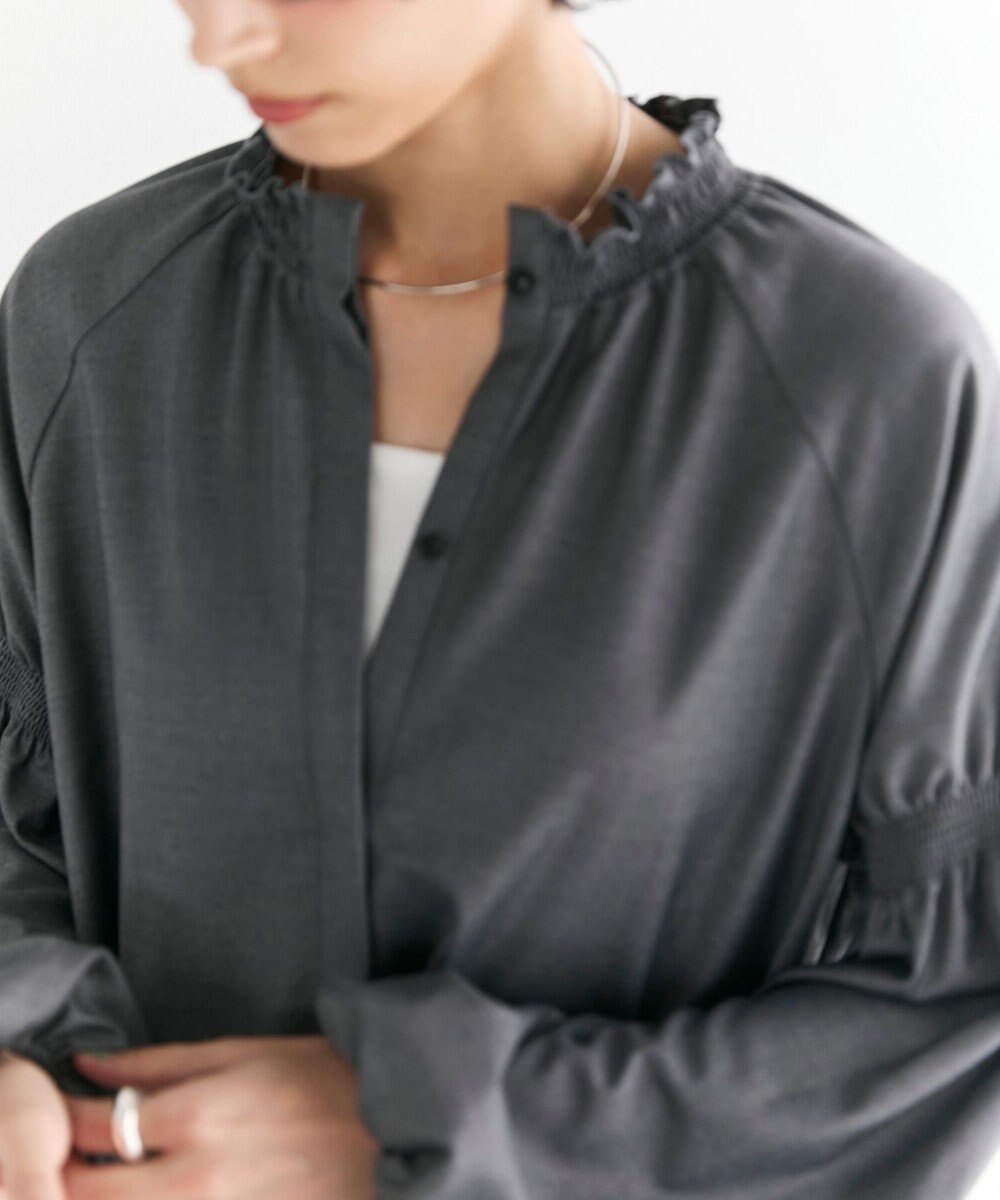 #Newans 【洗濯機可/しわになりにくい】シャーリングネック ボリュームスリーブブラウス 