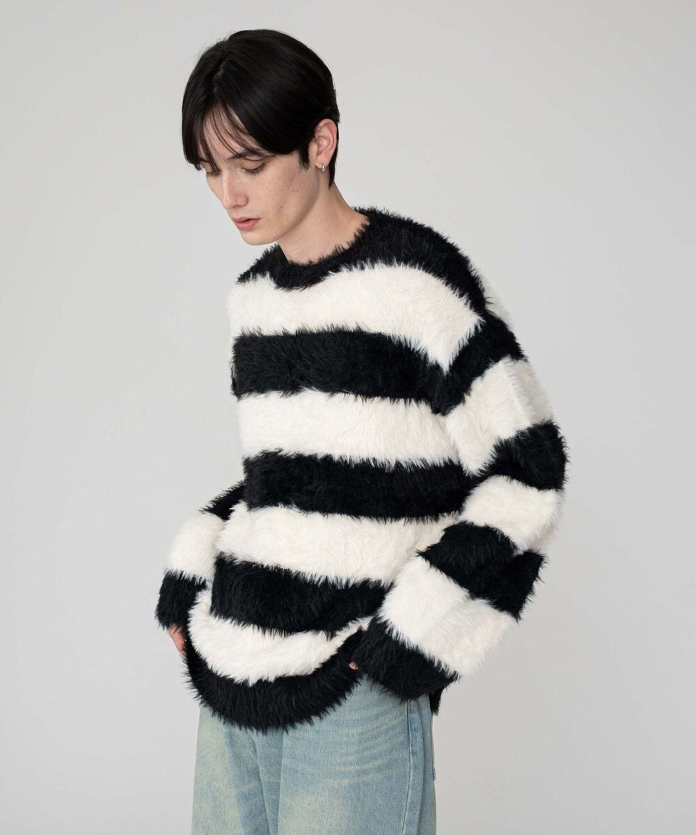 WEGO 【2025秋冬新作/ユニセックス着用ITEM/MLサイズ展開】フェザーニットプルオーバー 