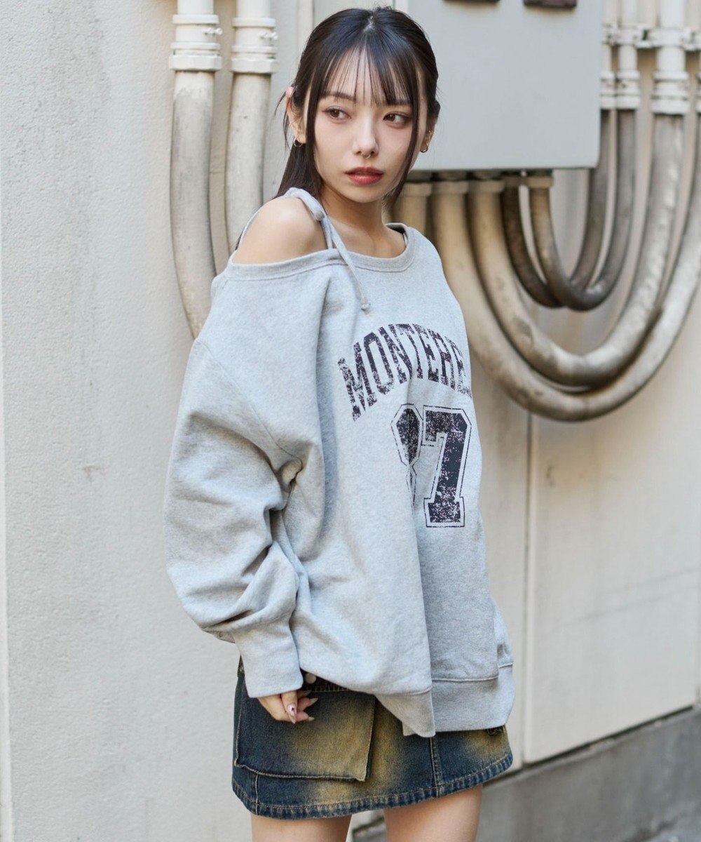 WEGO 裏起毛2WAYグラフィックワンショルBIGスウェット 