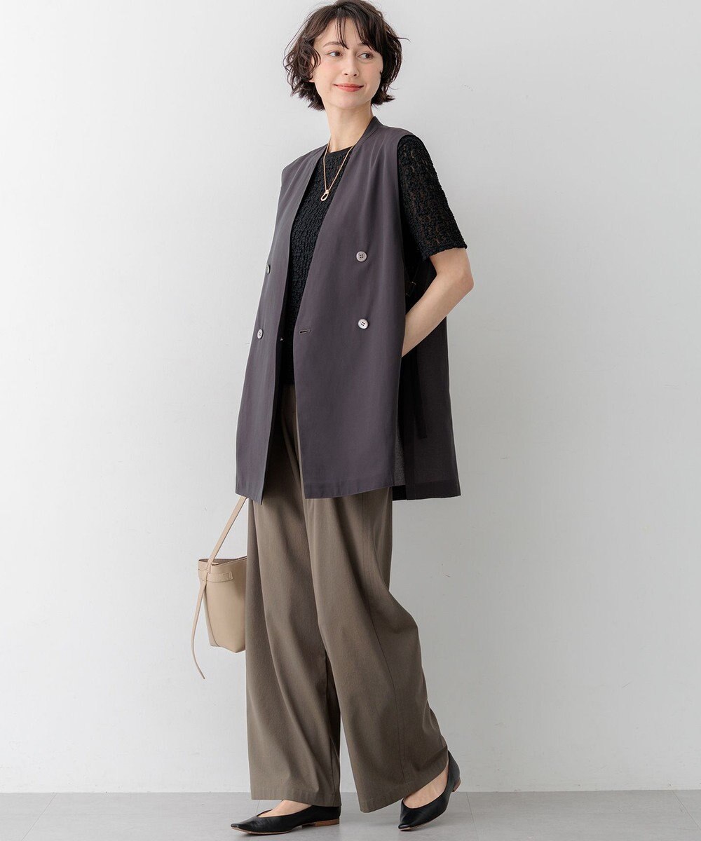 23区 【先行予約】ライトシアーマットクロス ノーカラー ジレ 