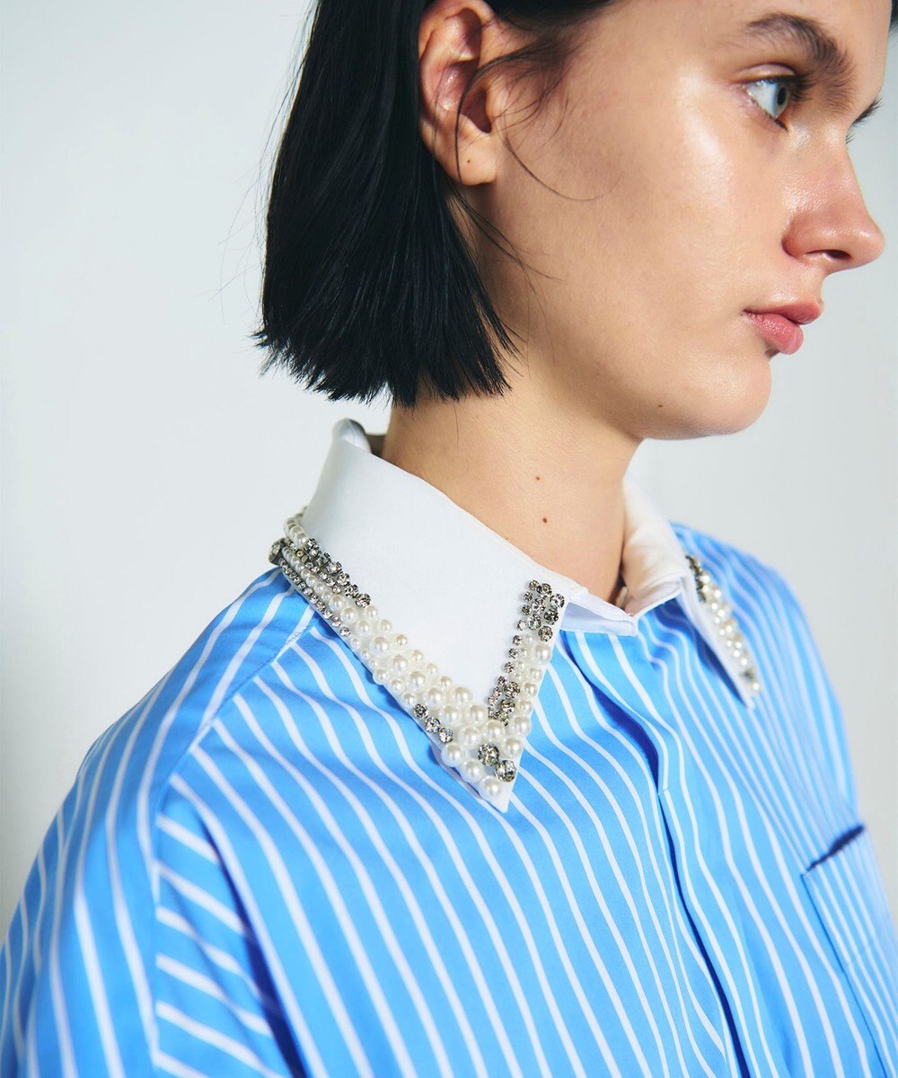 GRACE CONTINENTAL ビジューカラーシャツ 