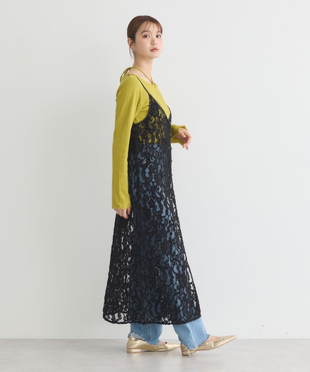 earth music&ecology 起毛レースレイヤードキャミワンピース 