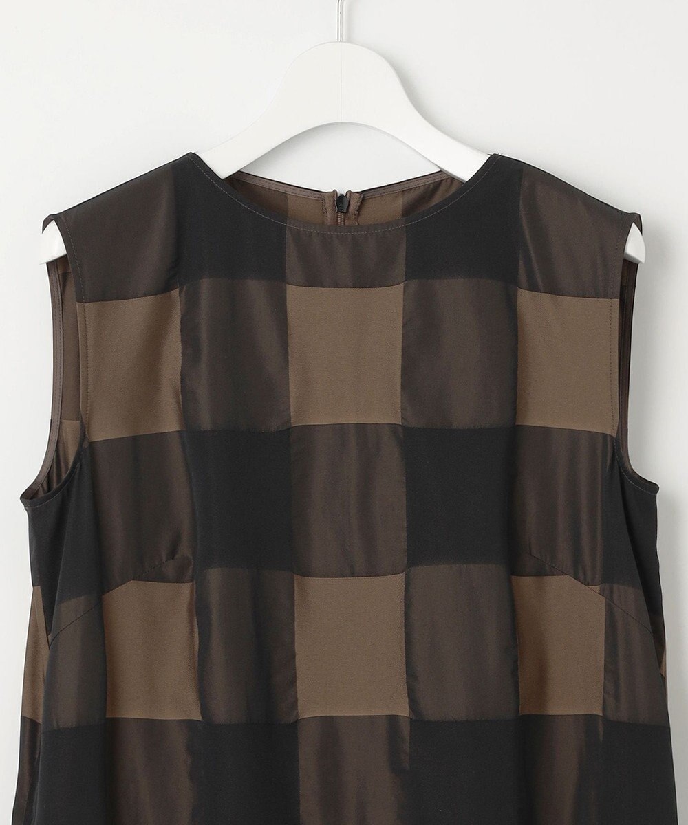 自由区 【洗える】ブロンズチェックジャガード ワンピース 