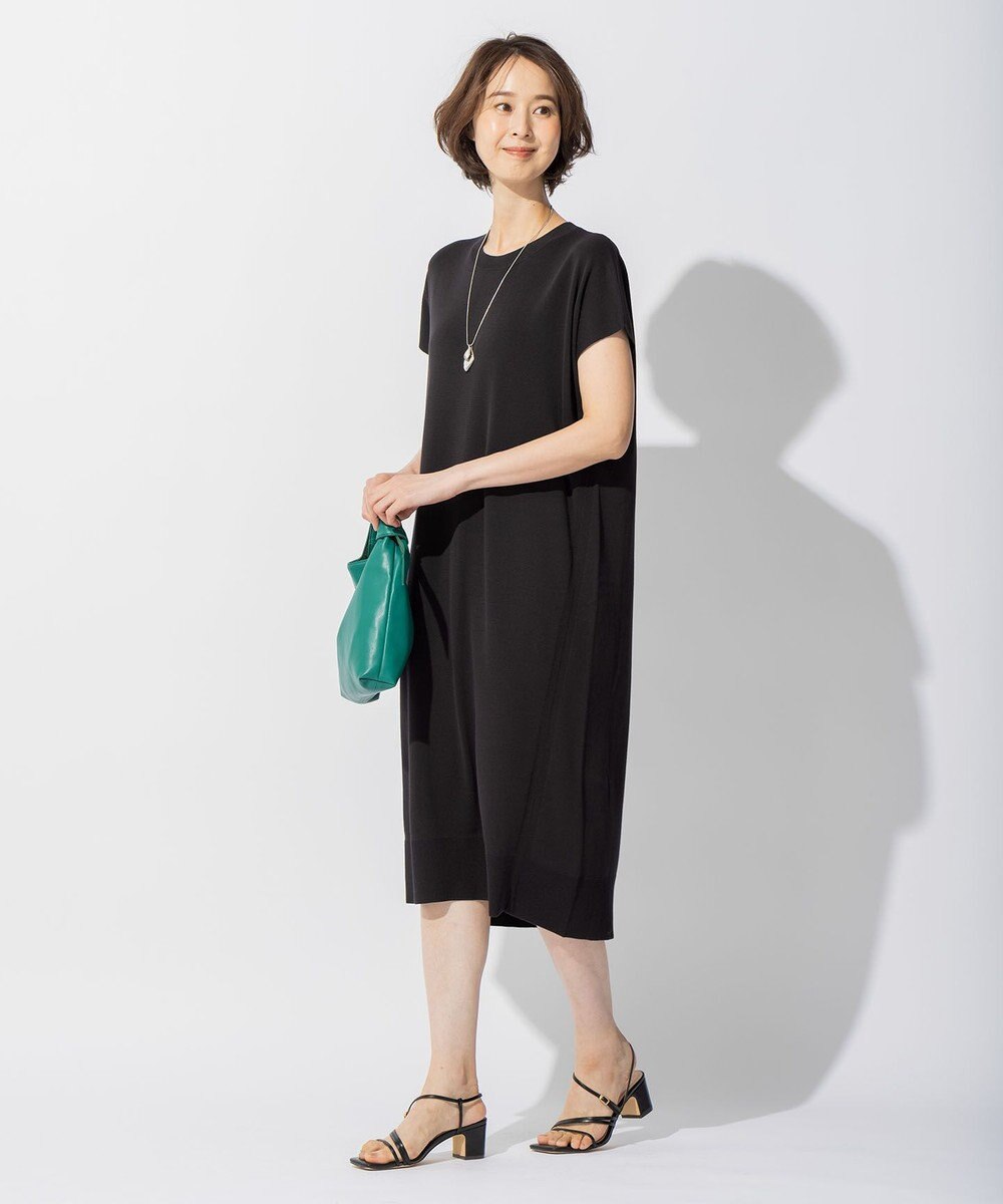 自由区 【洗える】ハイツイストコットンアセテート サマーニットドレス 