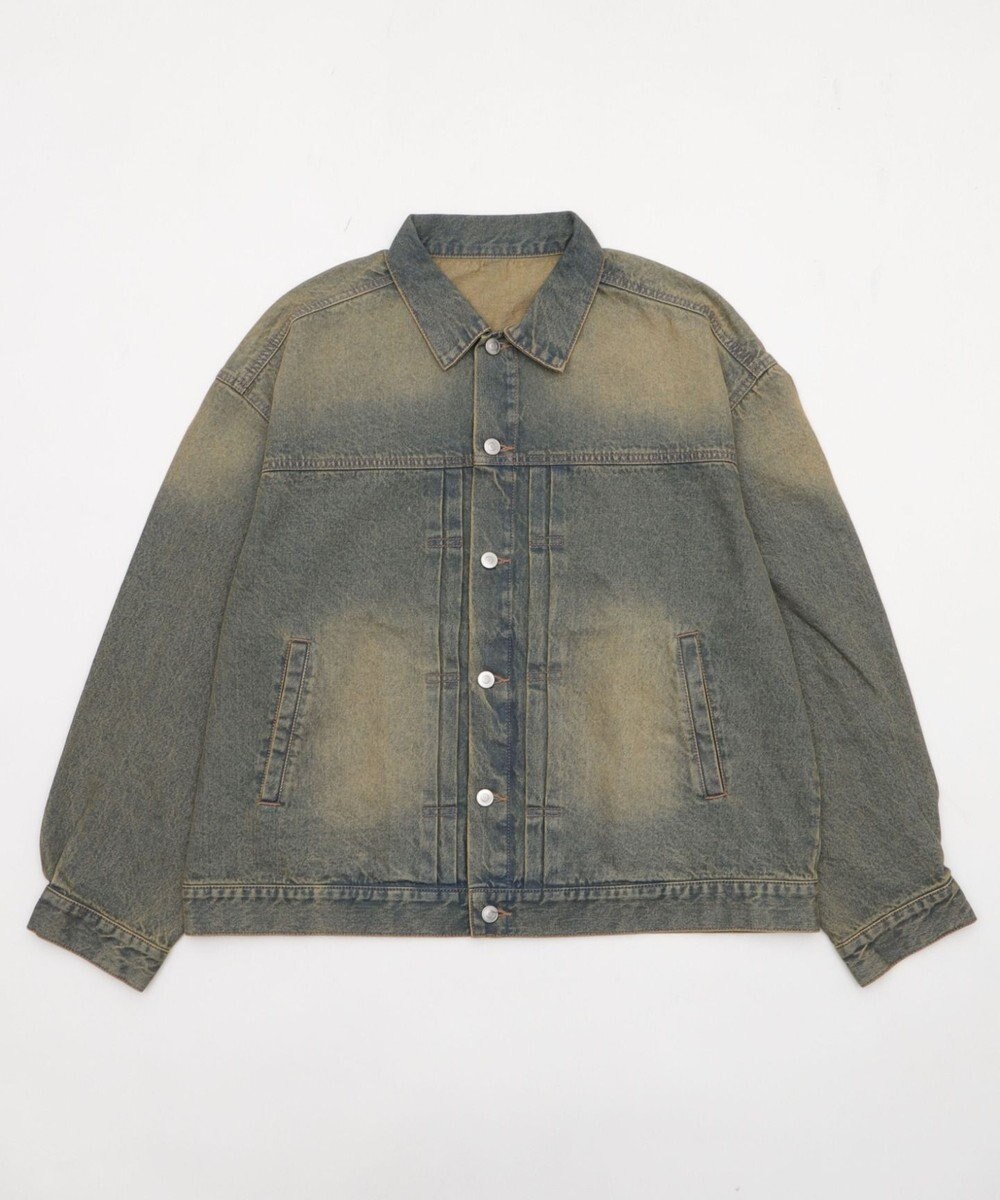 WEGO 【ユニセックス着用ITEM/MLサイズ展開】ヴィンテージライクBIGデニムジャケット 