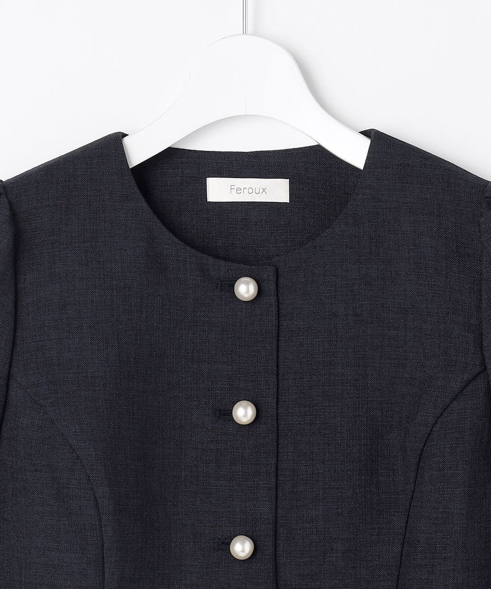 Feroux 【先行予約】パール釦ペプラムジャケット×スカート セットアップ 