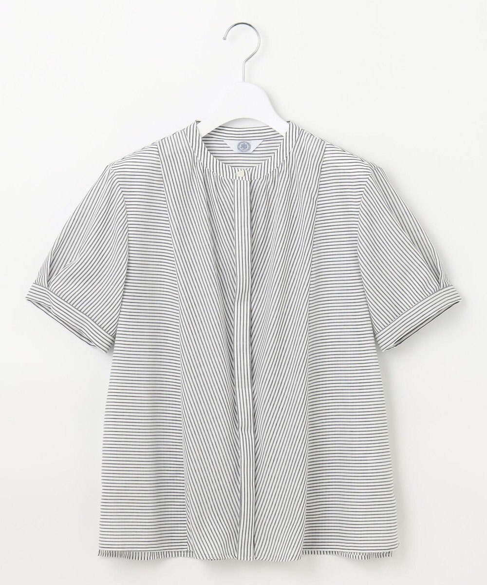 J.PRESS LADIES S 【洗える】ドビー強撚ストライプ 前開き ブラウス 