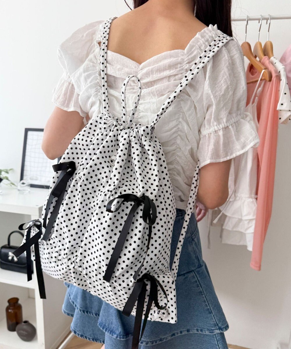 WEGO ドロストリボンギャザーナップサック 