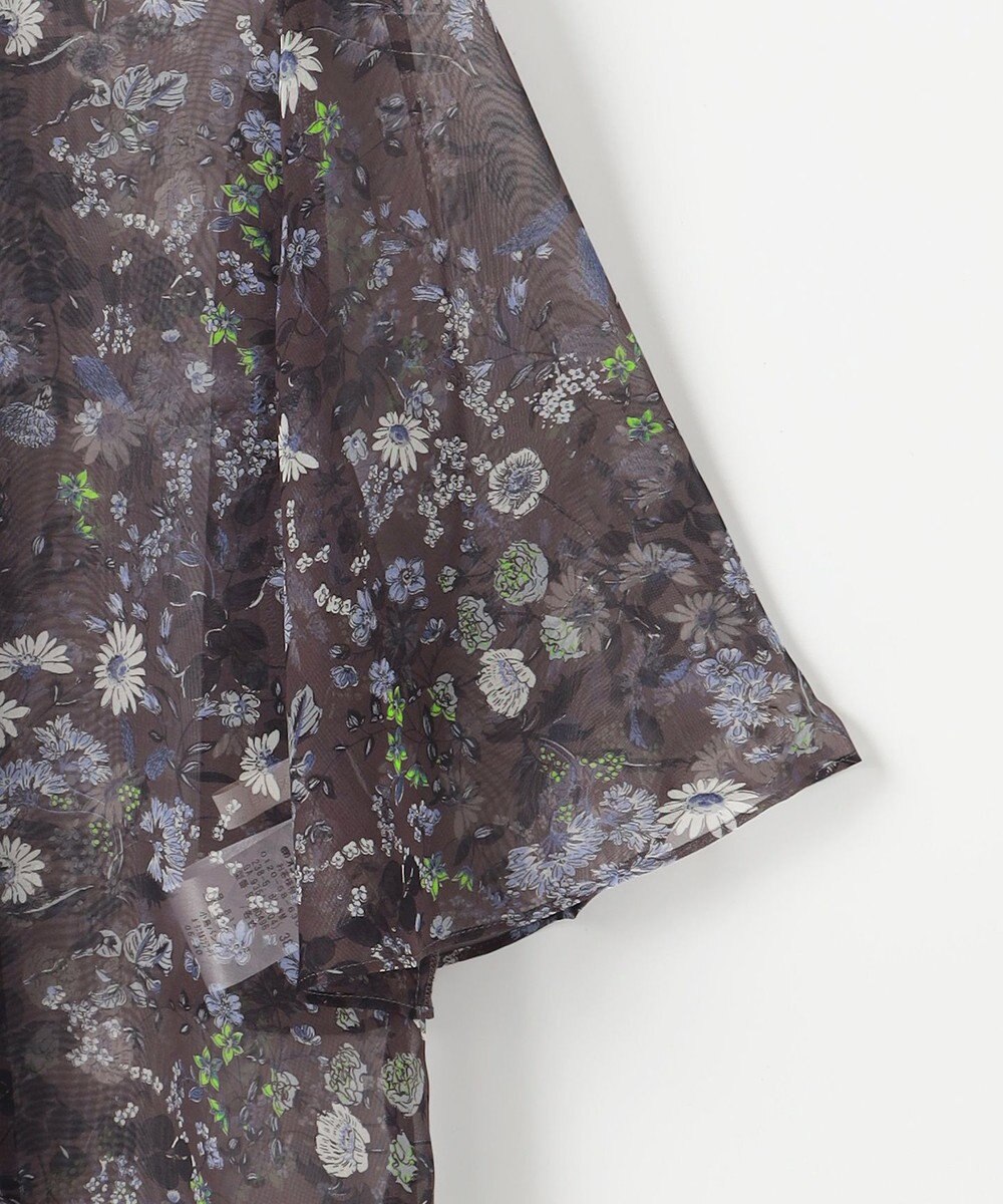 自由区 【セットアップ対応・洗える】ボタニカルフラワープリント ブラウス 