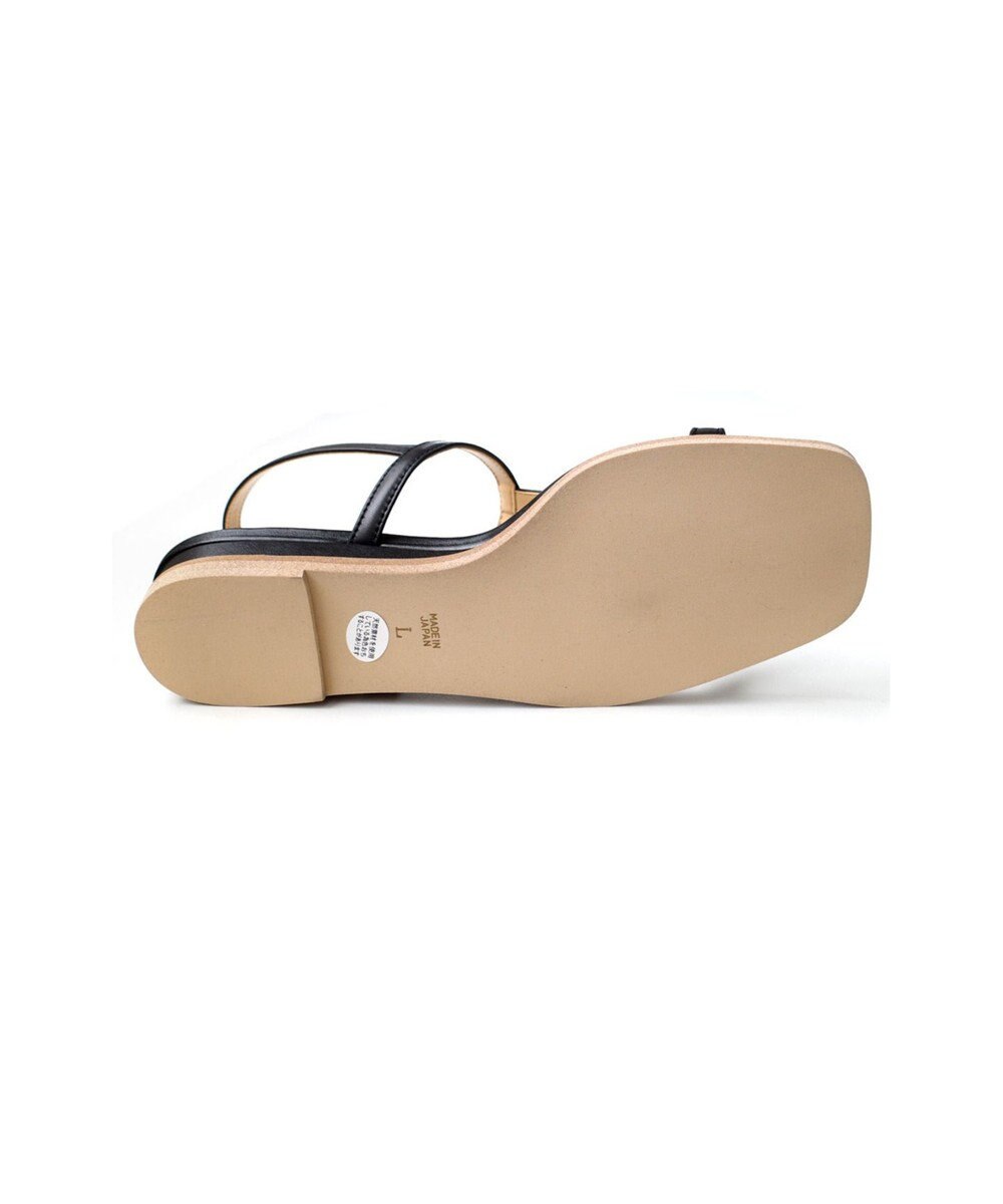 Pointer 日本製 本革ゴム仕様ストラップスクエアトゥサンダル 