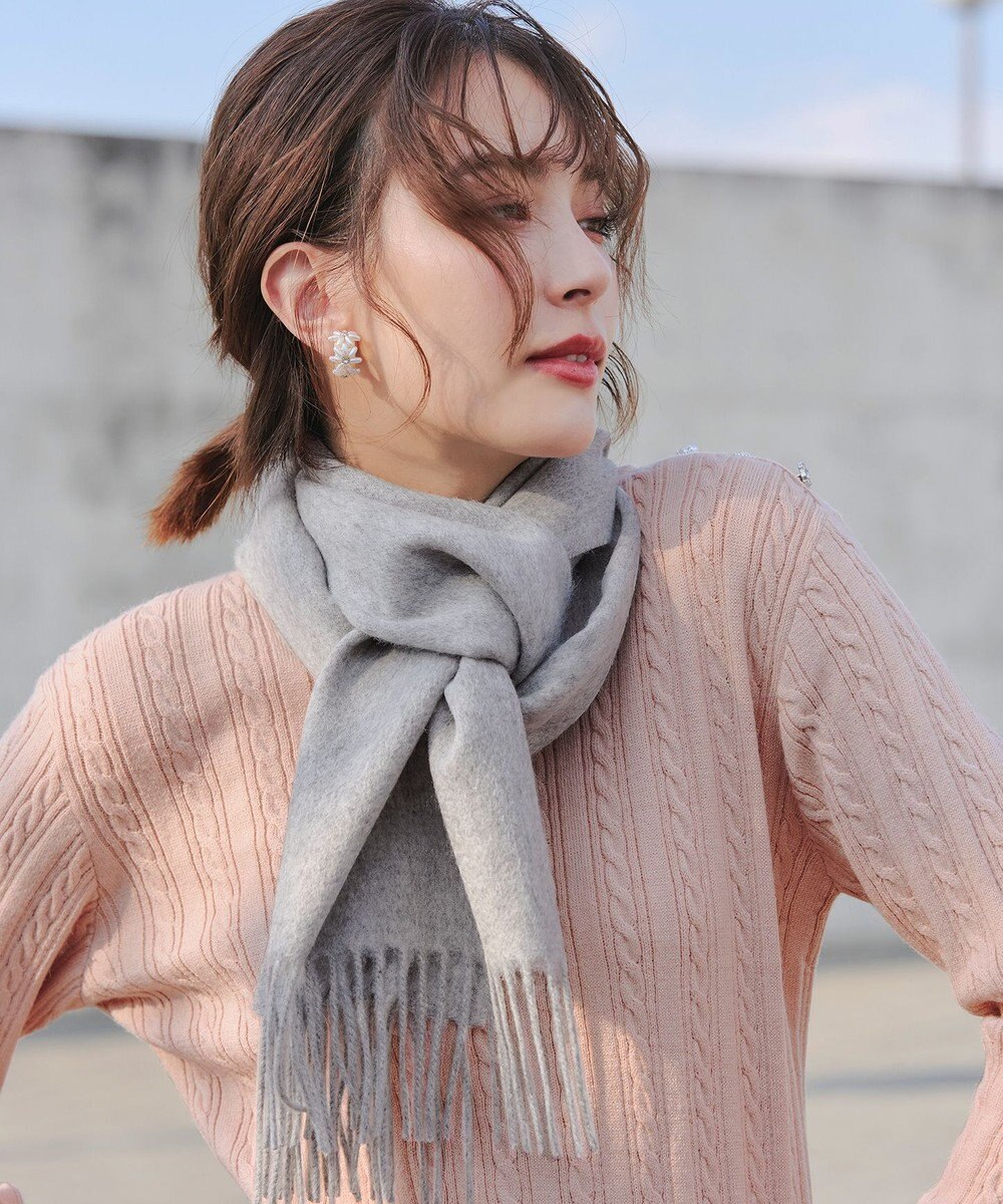 Tiaclasse 【ウール100%】フリンジ付きマフラー 