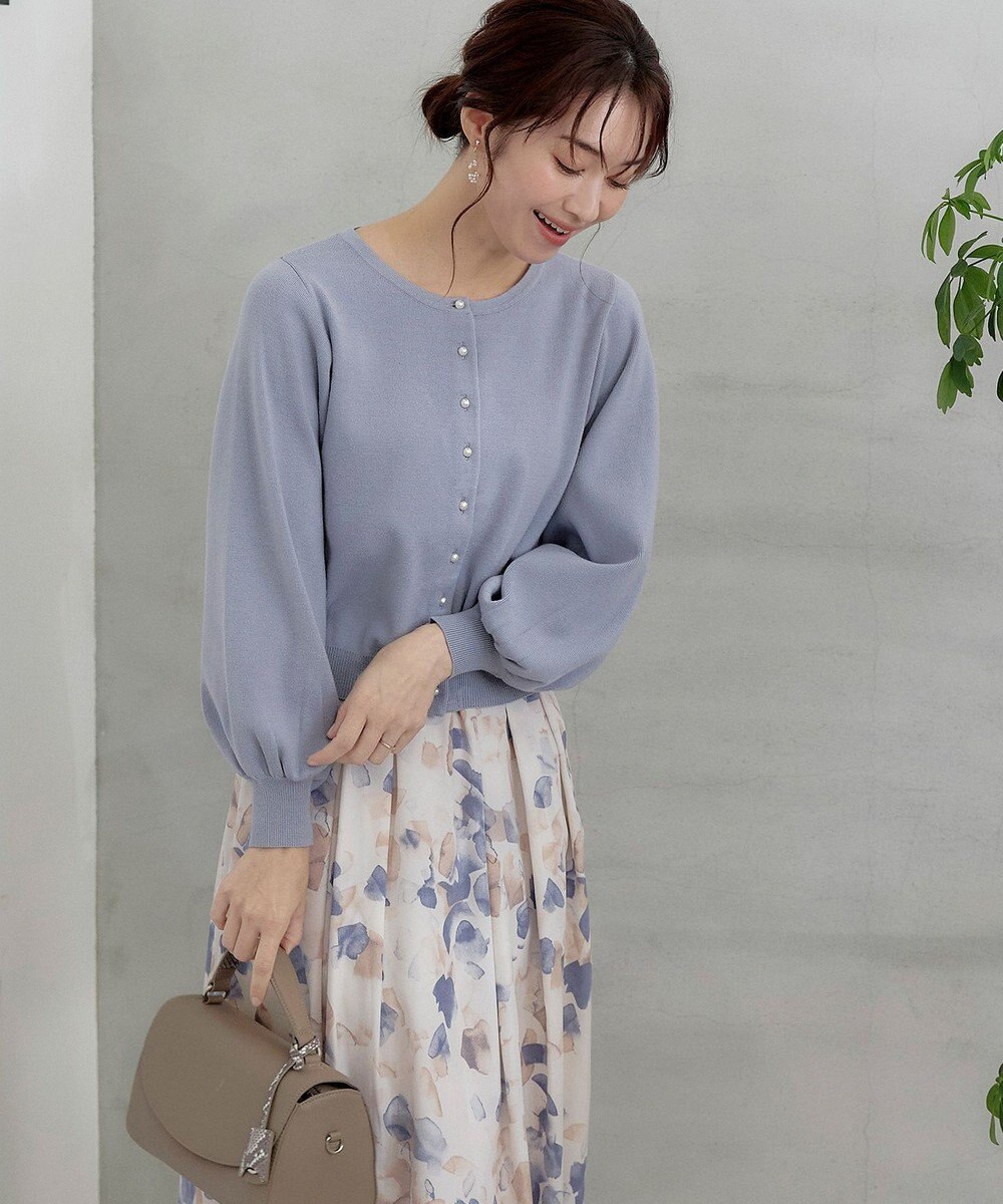 Tiaclasse 【洗える】パールボタンニットカーデ 