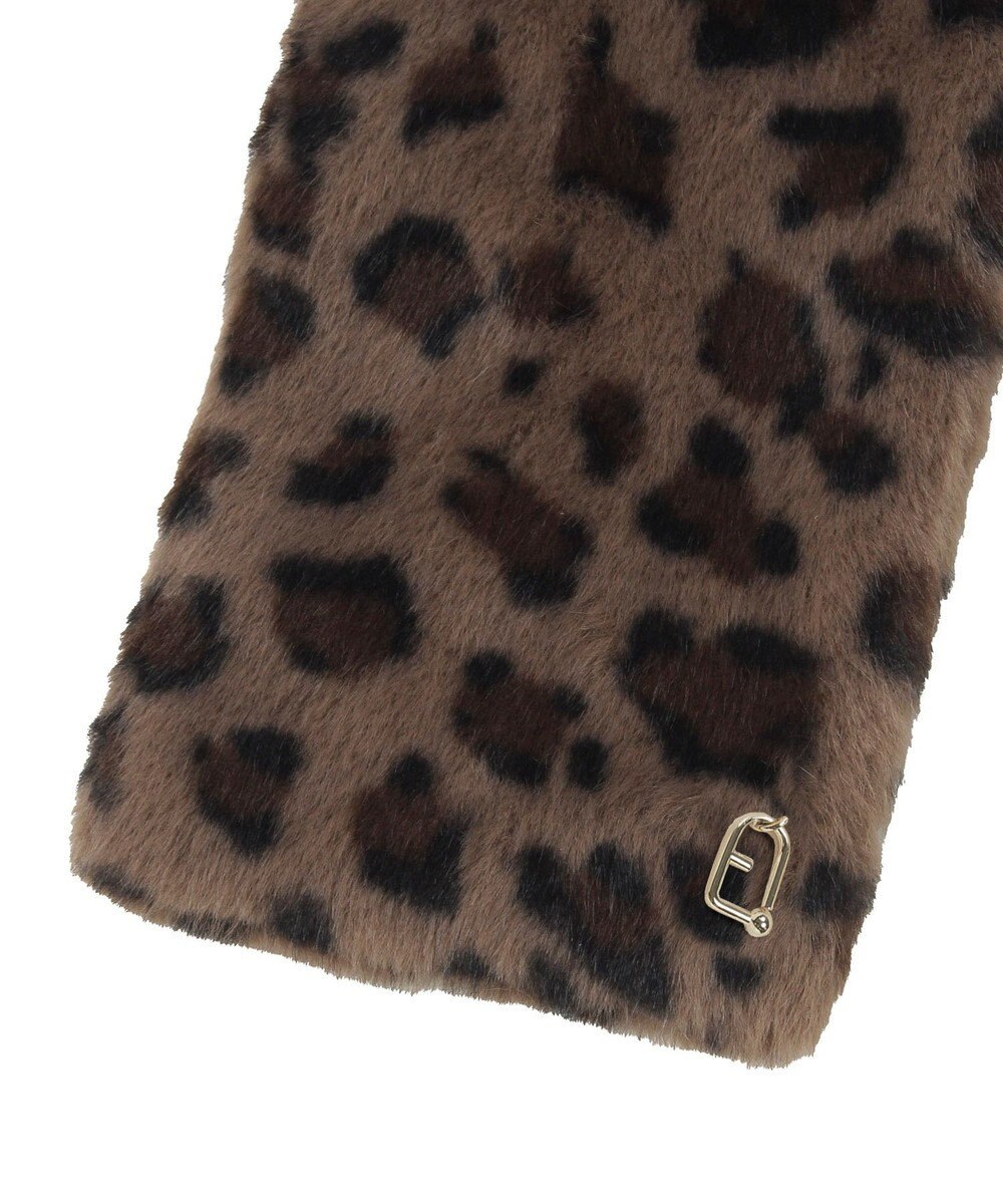 MOONBAT FURLA（フルラ）ビッグ差し込みファーティペット  アーチロゴ フェイクファー 