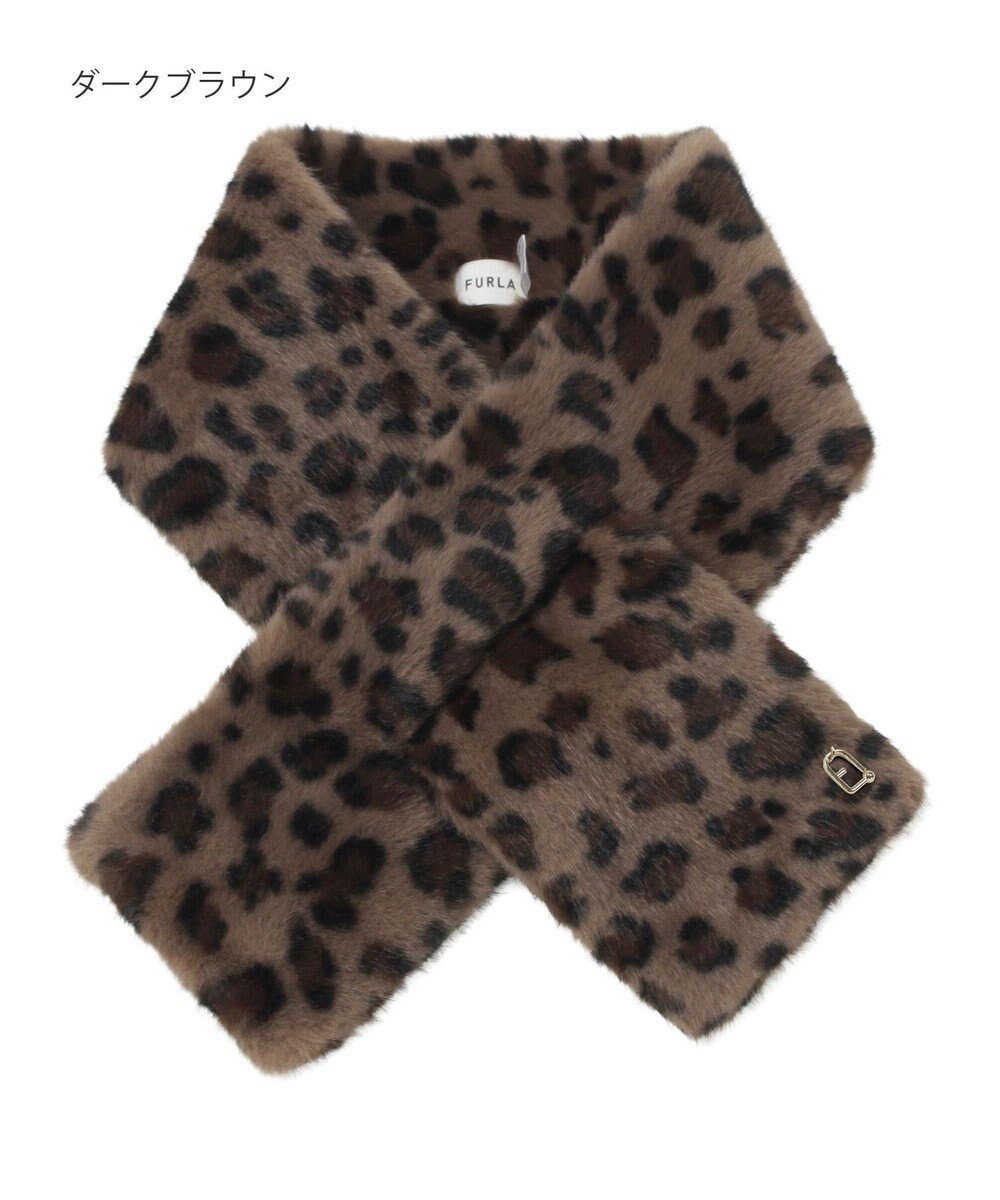 MOONBAT FURLA（フルラ）ビッグ差し込みファーティペット  アーチロゴ フェイクファー 