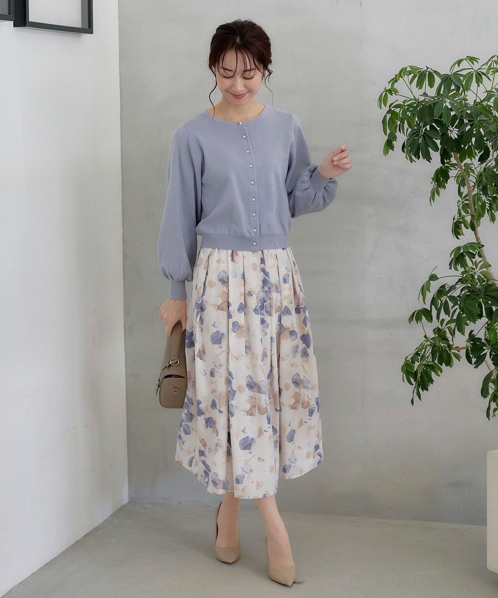 Tiaclasse 【洗える】パールボタンニットカーデ 