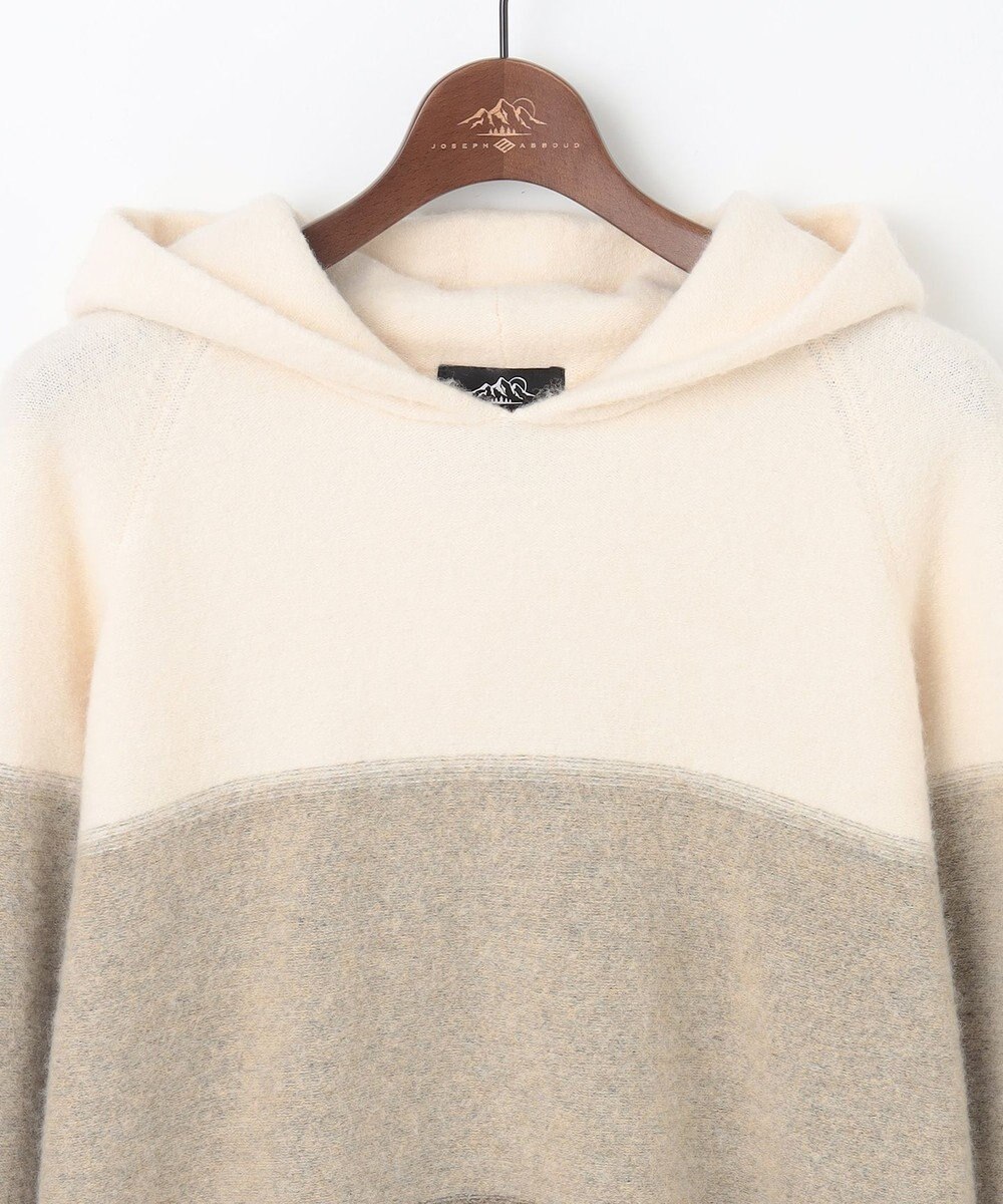 JOSEPH ABBOUD MOUNTAIN 【イタリア糸使用/軽量】パネルボーダー ニットパーカー 