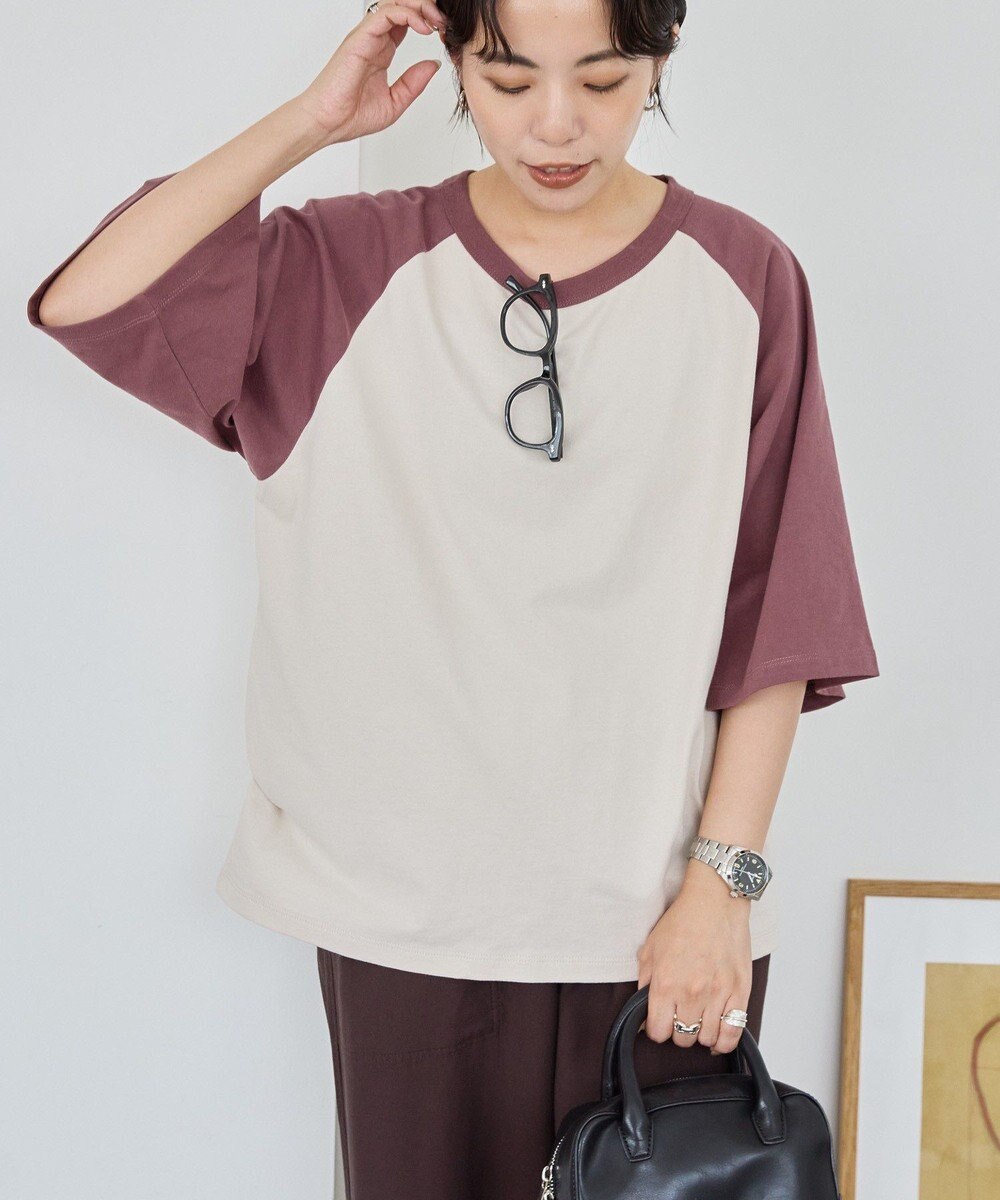 AMERICAN HOLIC ラグラン配色7分袖プルオーバー 