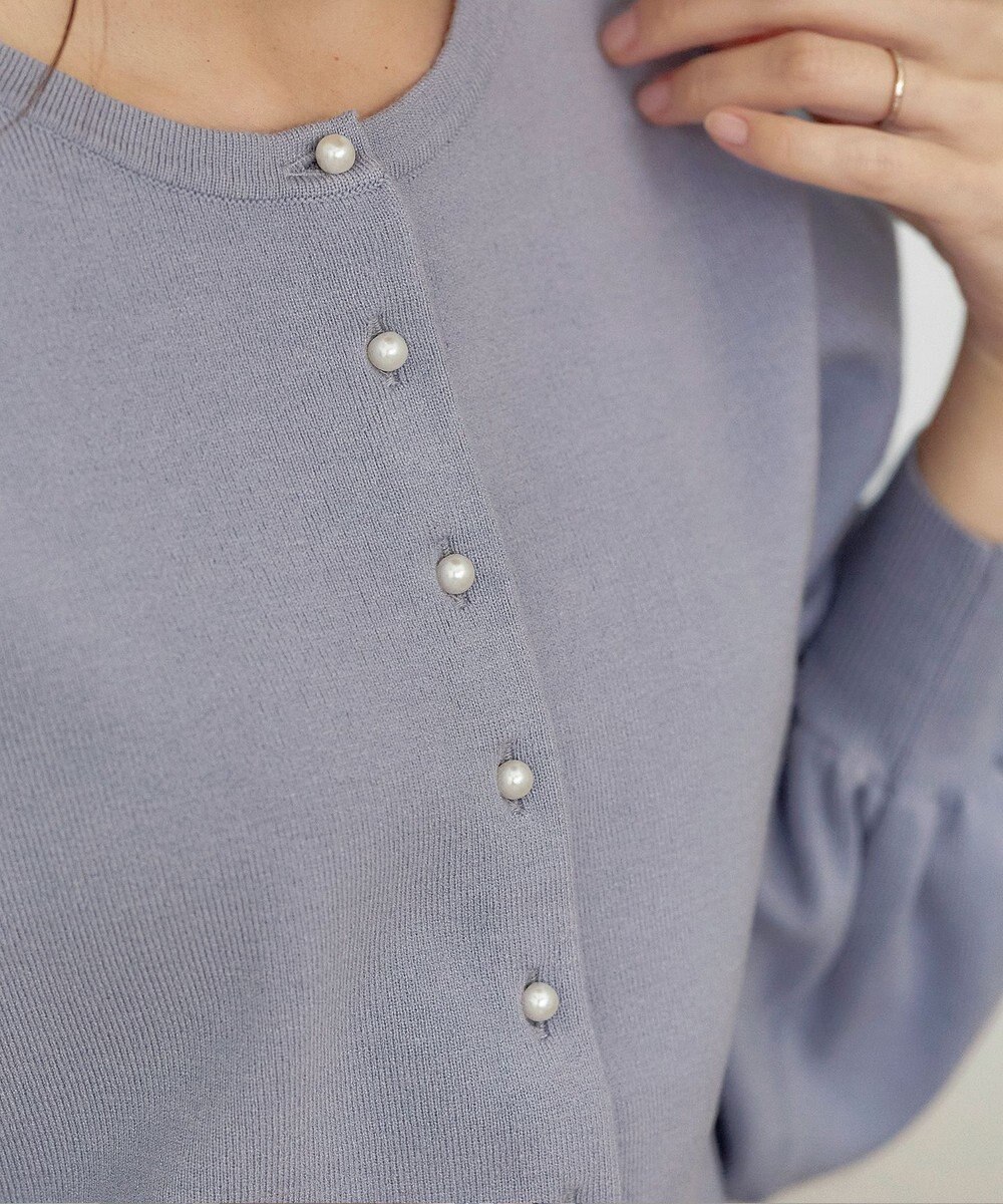 Tiaclasse 【洗える】パールボタンニットカーデ 