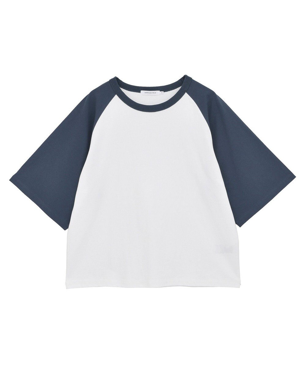 AMERICAN HOLIC ラグラン配色7分袖プルオーバー 