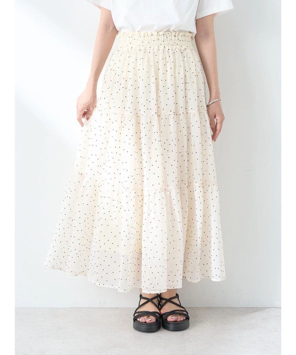 earth music&ecology フロッキードットシアーティアードスカート 