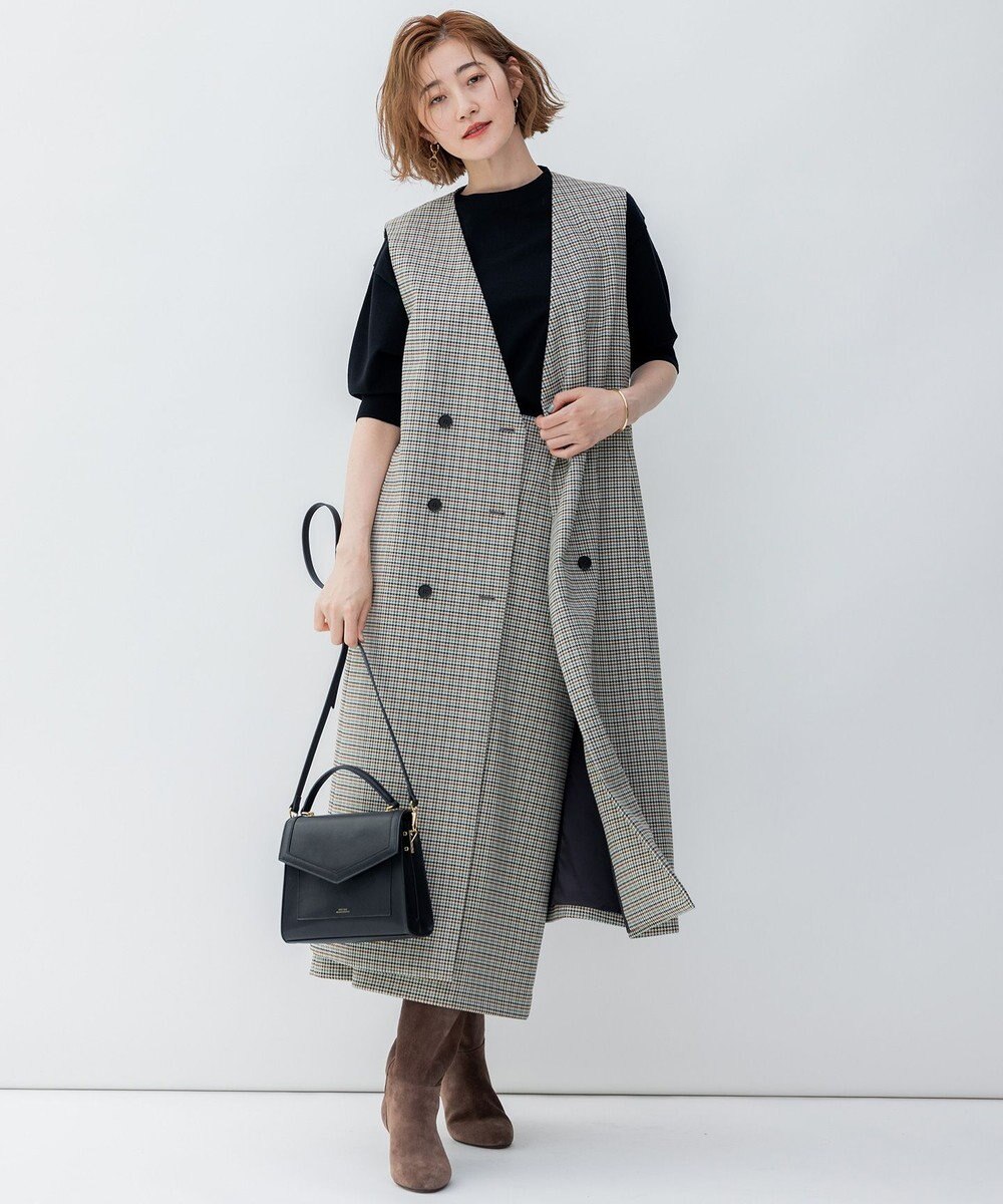 23区 S ガンクラブチェック ロング ジレ 