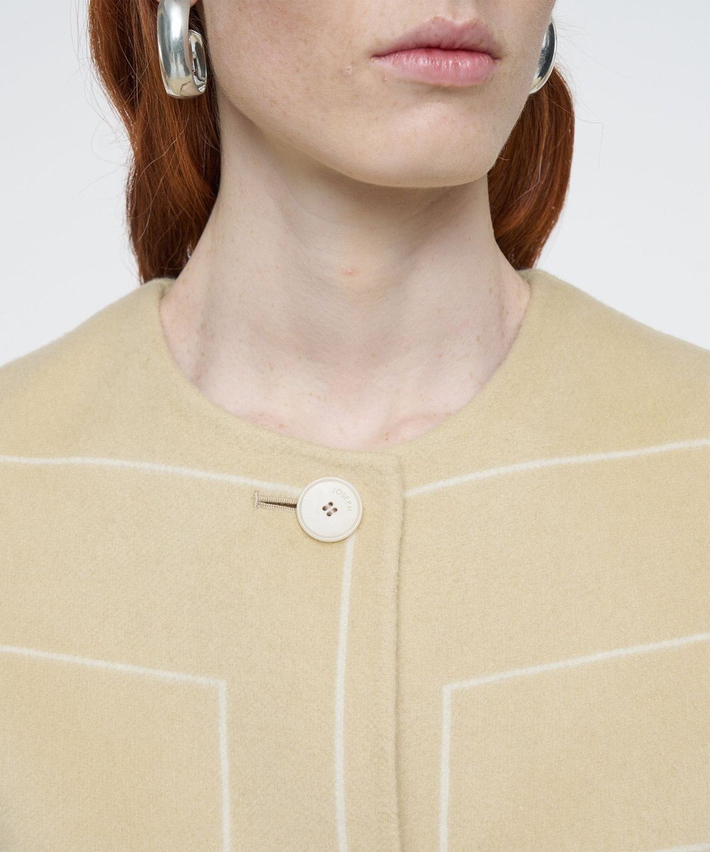 JOSEPH ジオメトリック ダブルフェイス ロングウールコート 