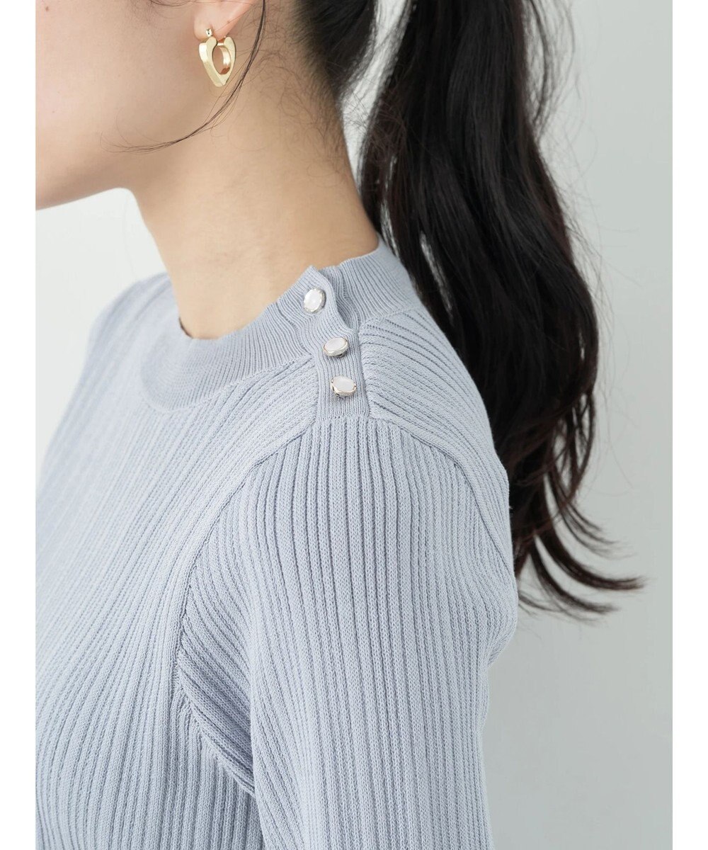 earth music&ecology ショルダーボタンリブニットプルオーバー 