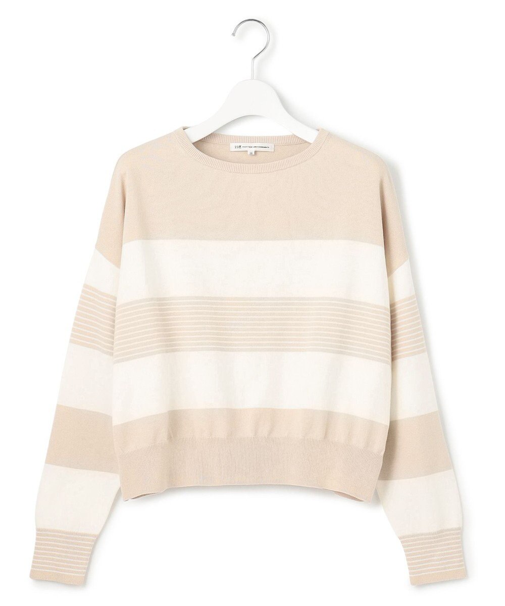 23区 L 【洗える】コットンポリエステルストレッチ ショート ニット 